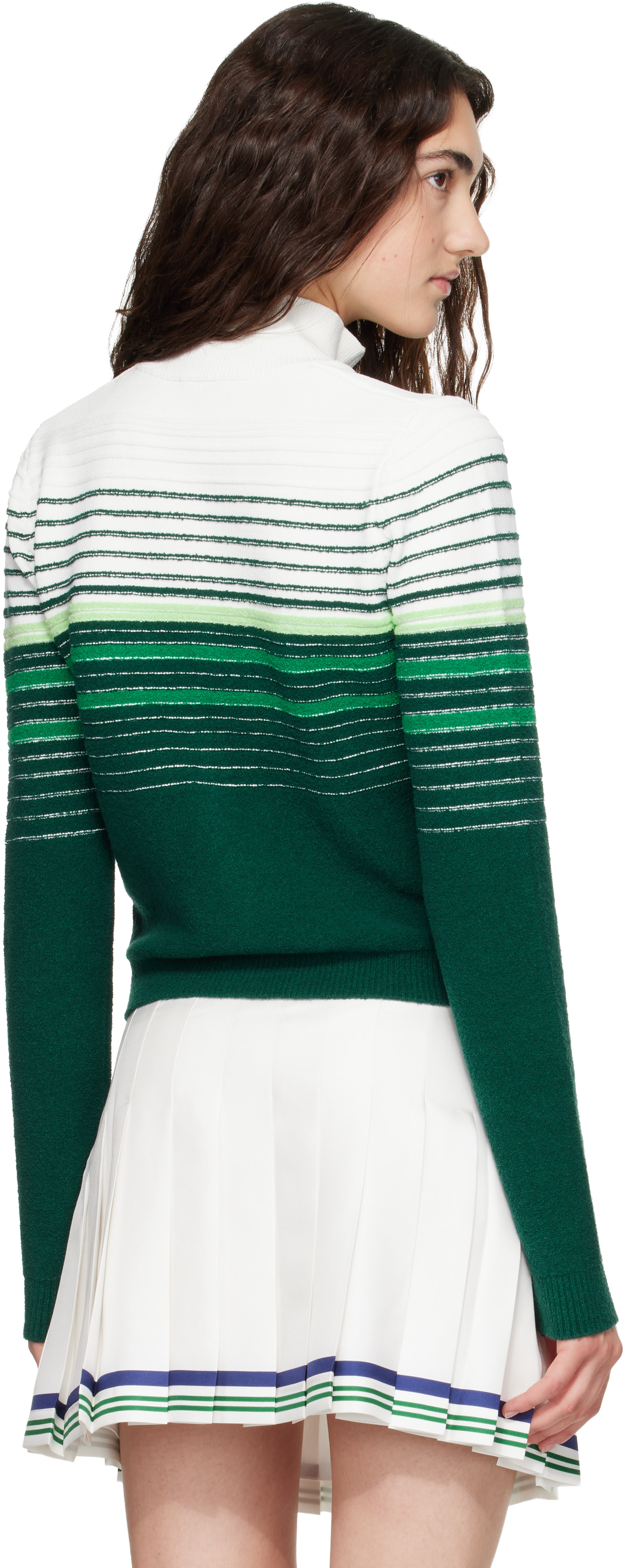 Casablanca: ホワイト＆グリーン Boucle Stripe ジップアップ トラック