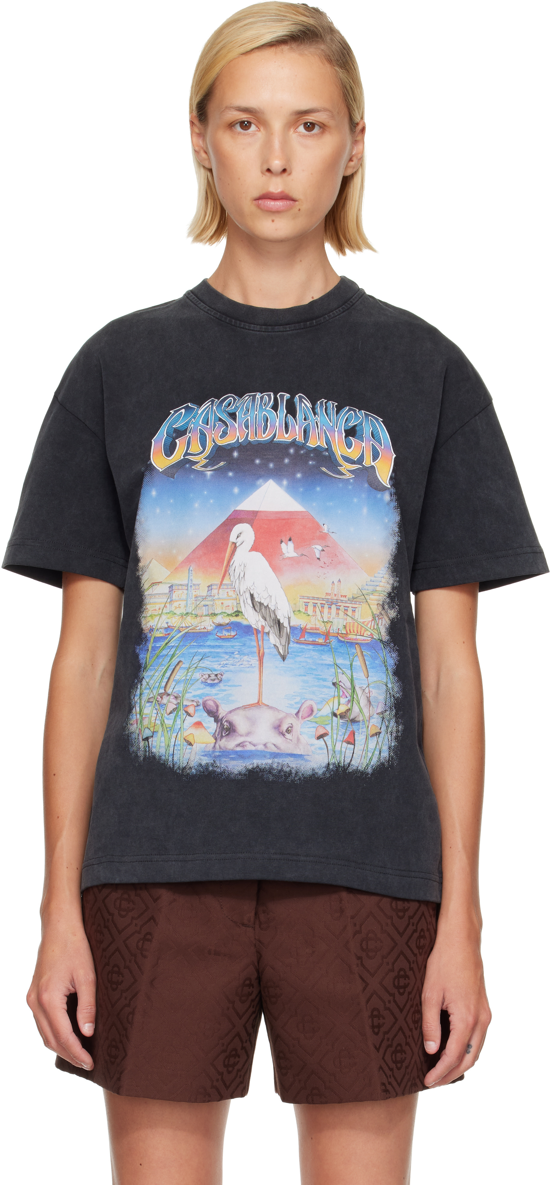 Casablanca: Black Oversized T-shirt | SSENSE