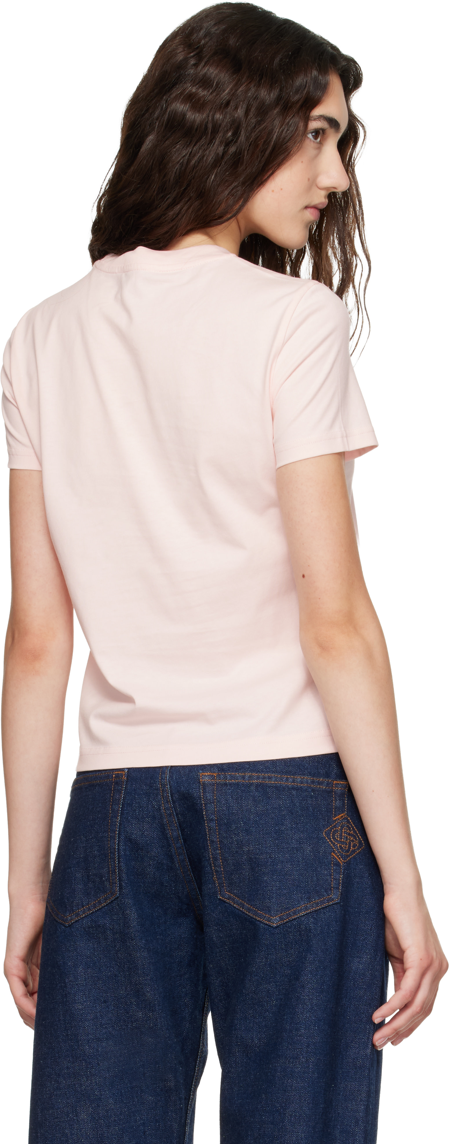 Casablanca: Pink Tennis Club Icon Pyramid Abduction Fitted T‑shirt