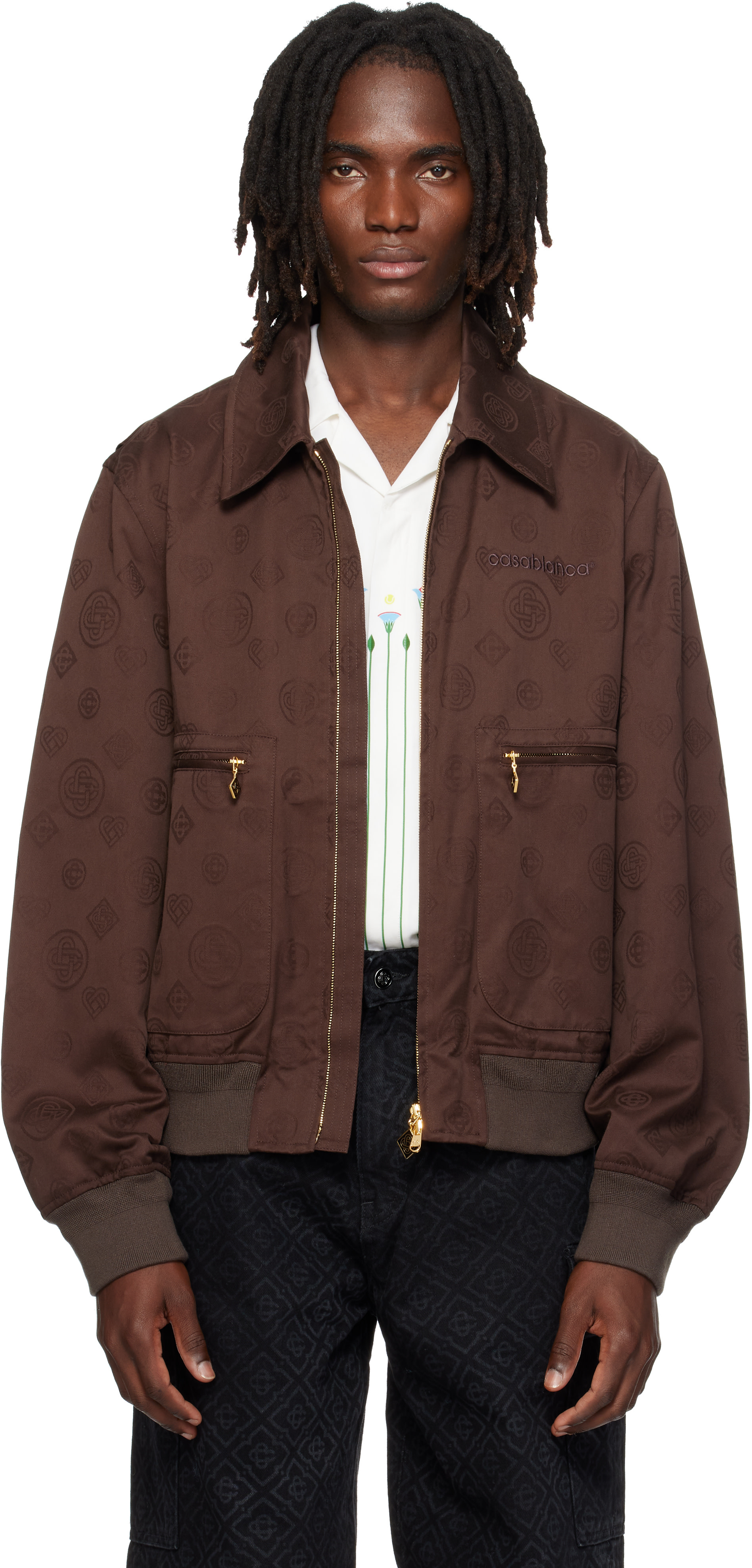 Casablanca - Brown Monogram Cotton Blouson Jacket