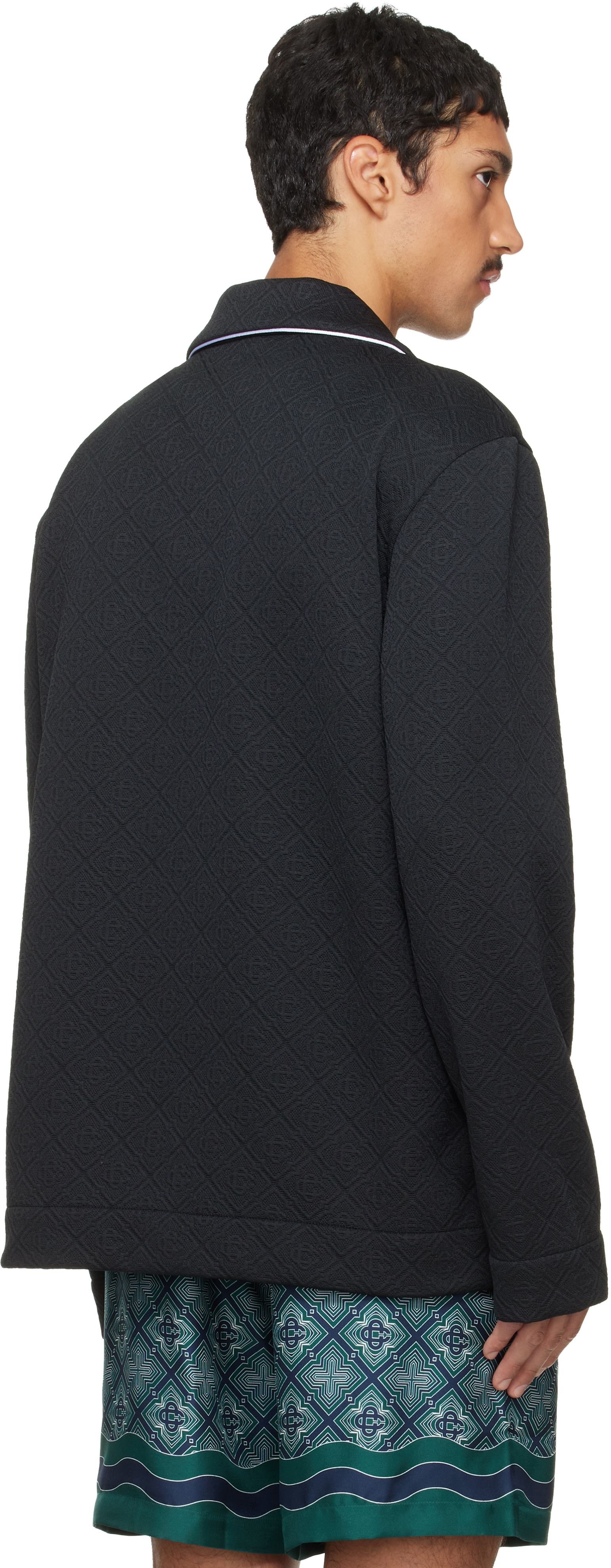 か*ん様 Casablanca 長袖シャツ S Casablanca: ブラック Raised Monogram 長袖シャツ | SSENSE 日本
