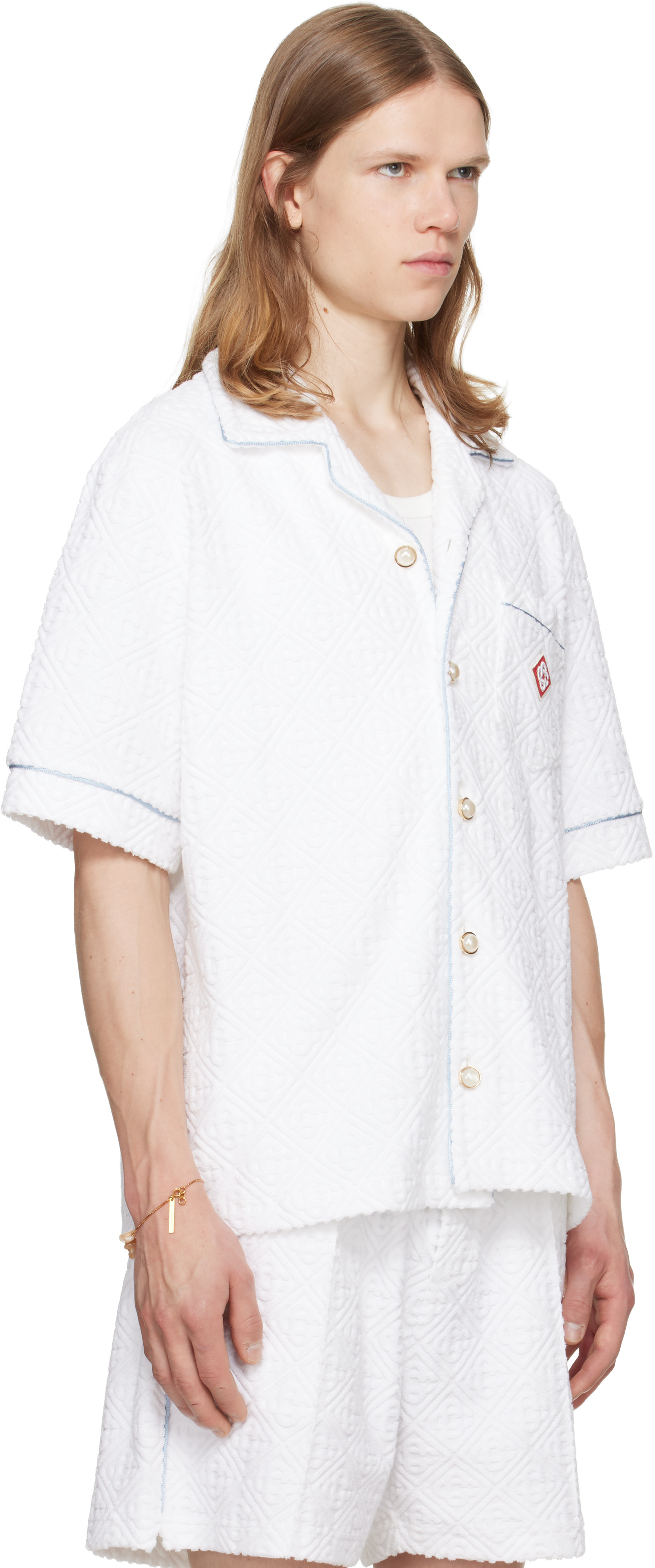 Casablanca - White Towelling Monogram Short Sleeve Shirt