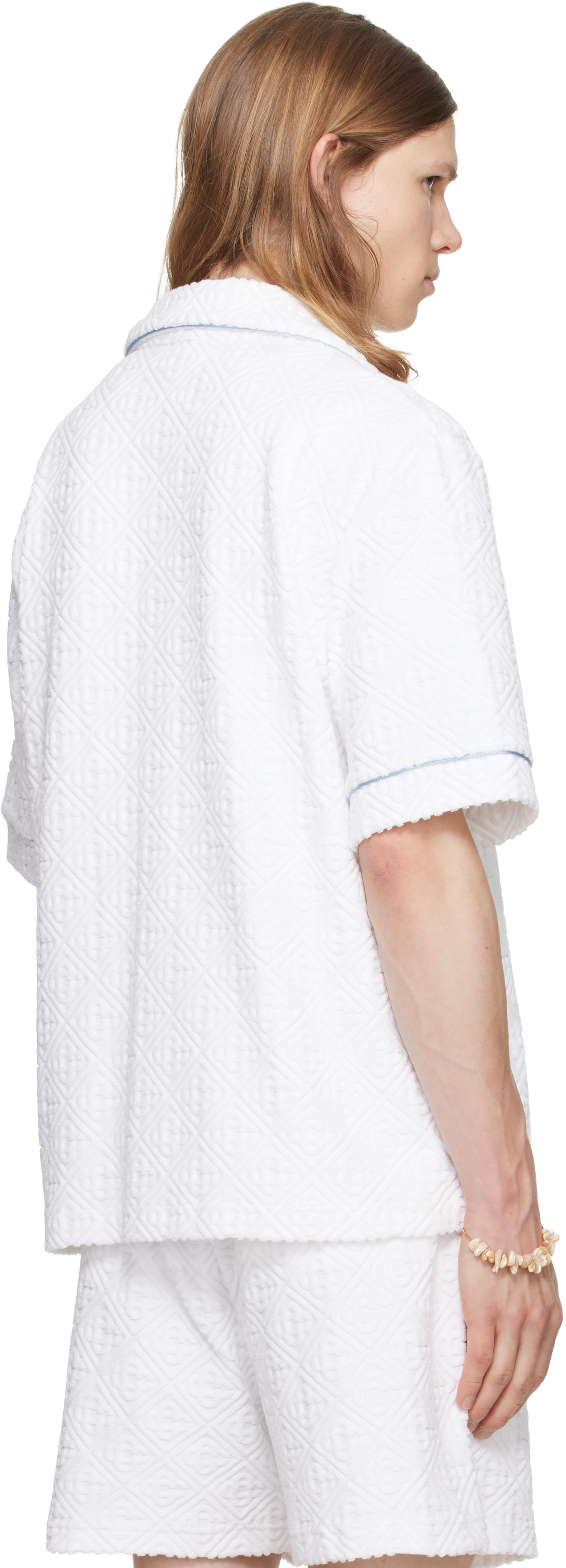 Casablanca - White Towelling Monogram Short Sleeve Shirt
