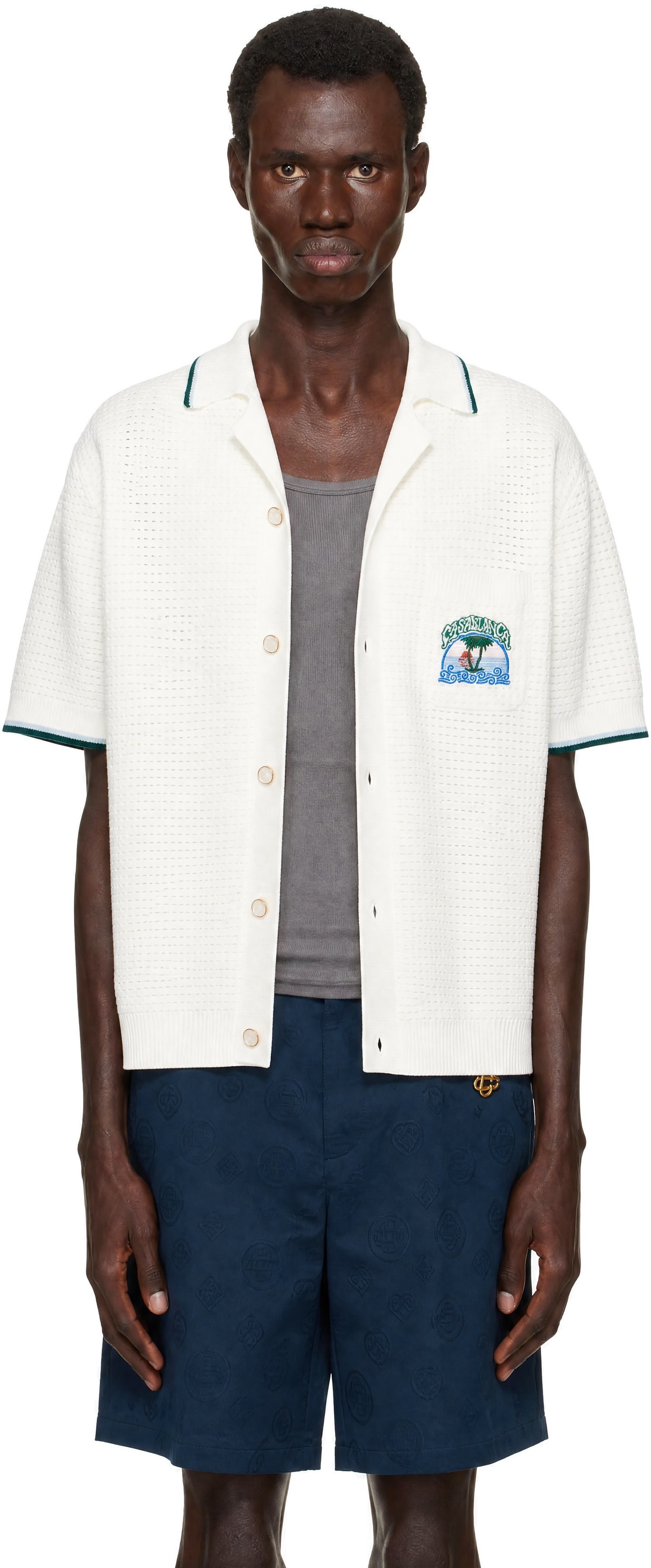 Casablanca: ホワイト Palm Tree Emblem シャツ | SSENSE 日本