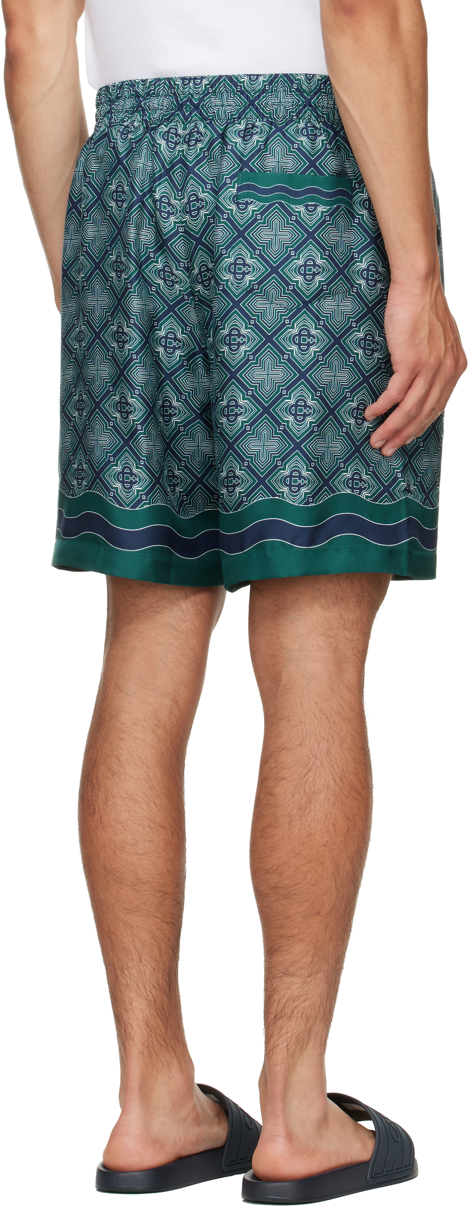 Casablanca - Green Radiating Monogram Silk Shorts