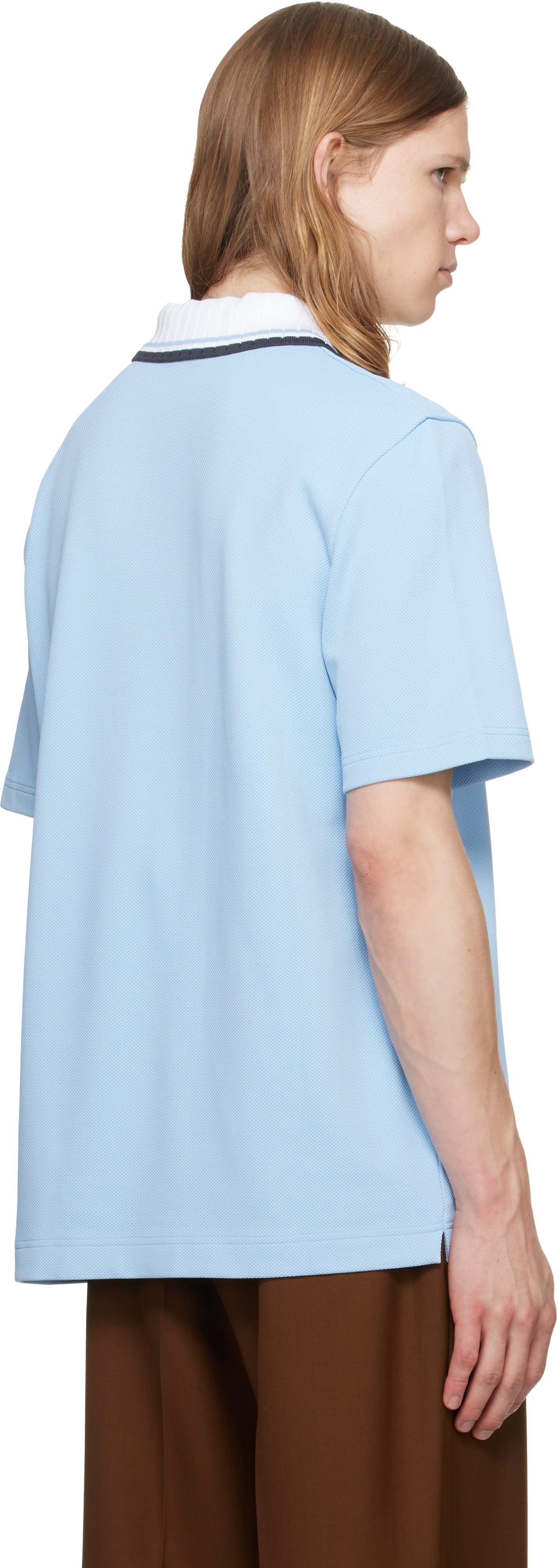 Casablanca: Blue Round Pique Zip Polo | SSENSE