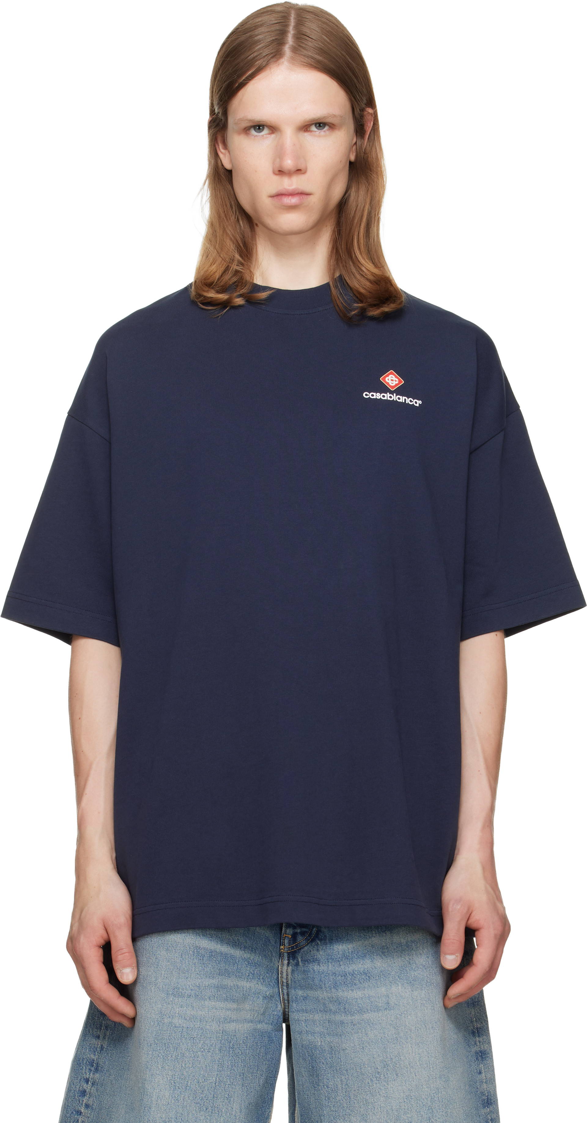 Casablanca - Navy Sport Type Oversized Short Sleeve T‑shirt