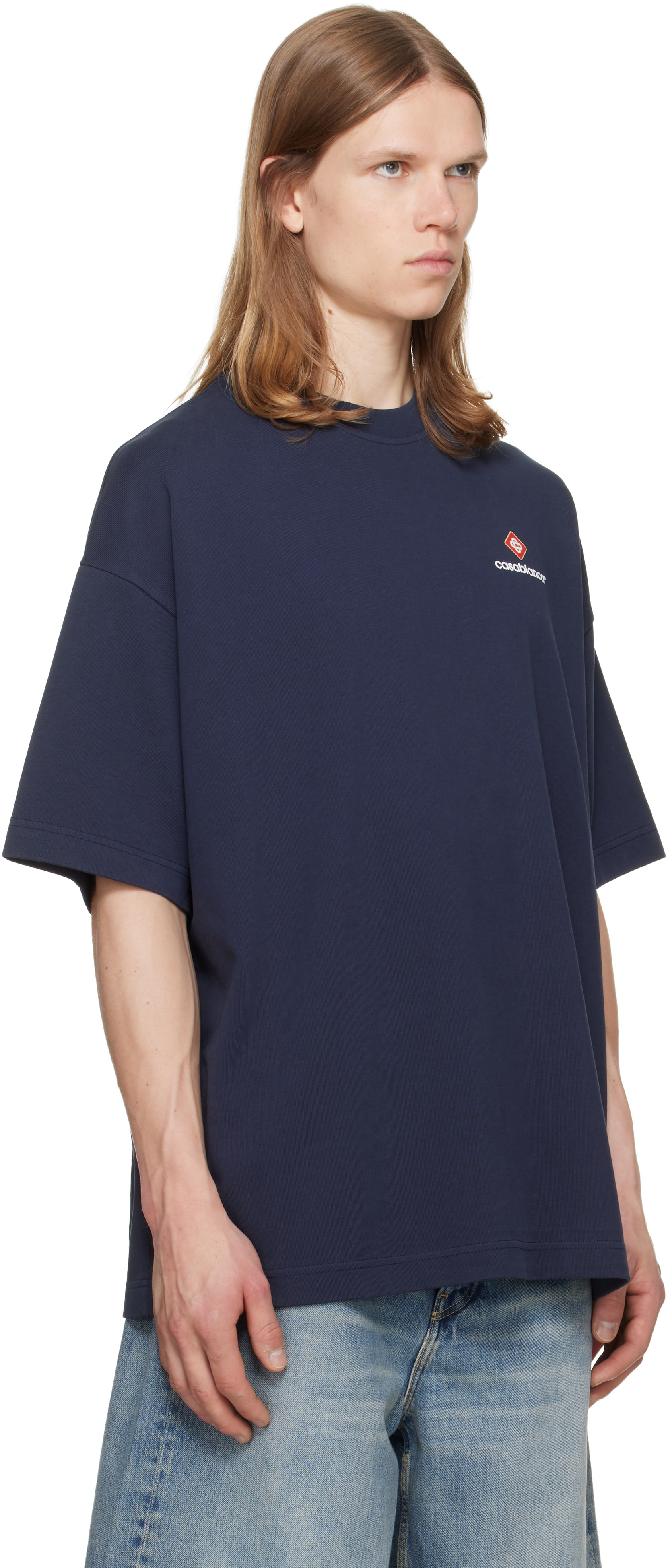 Casablanca - Navy Sport Type Oversized Short Sleeve T‑shirt