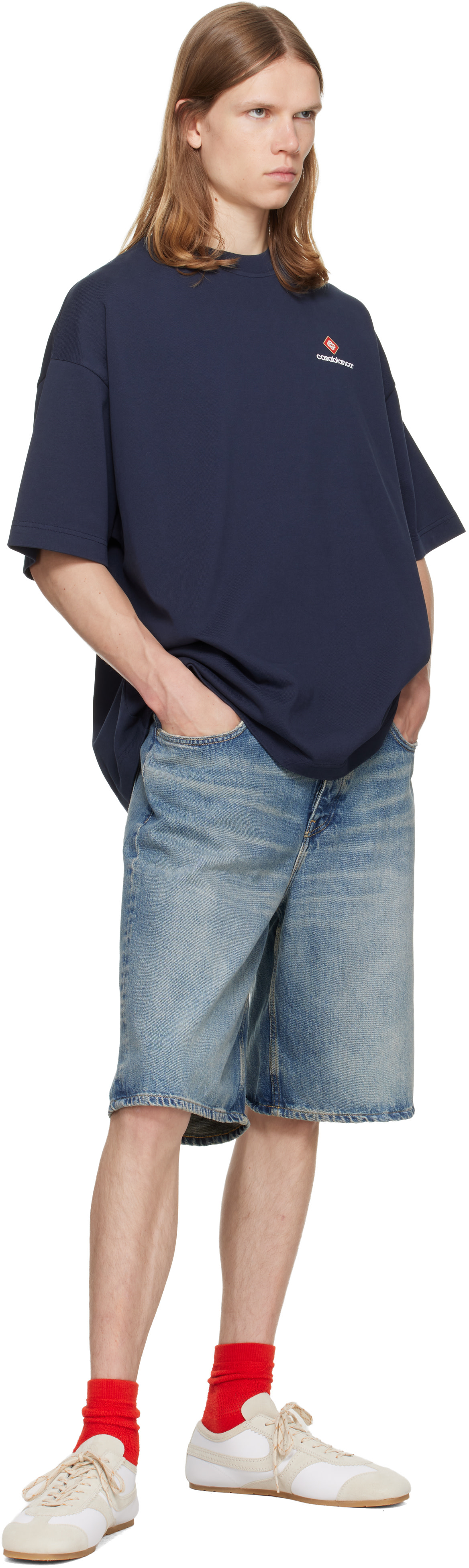 Casablanca - Navy Sport Type Oversized Short Sleeve T‑shirt