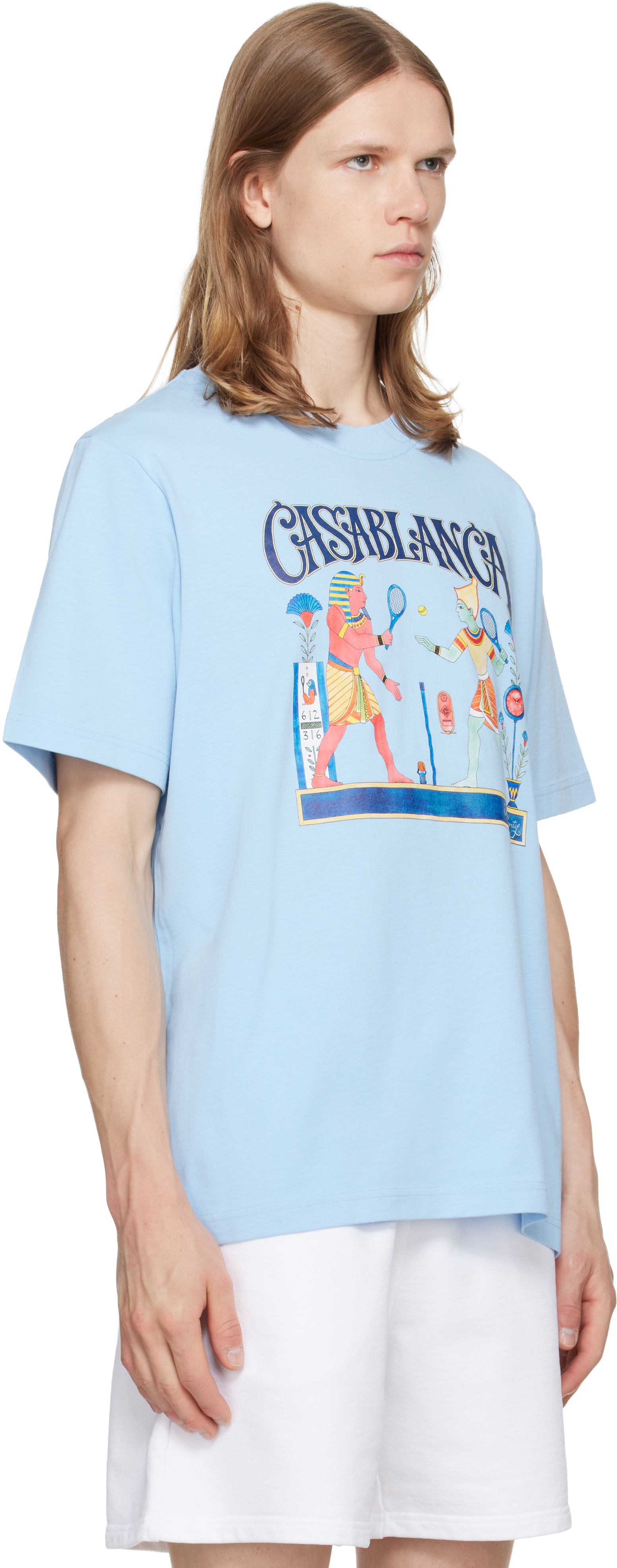 ルグランブルー t-shirt coconuts-2 Casablanca: ブルー Egyptian Tennis Match 半袖 Tシャツ | SSENSE 日本