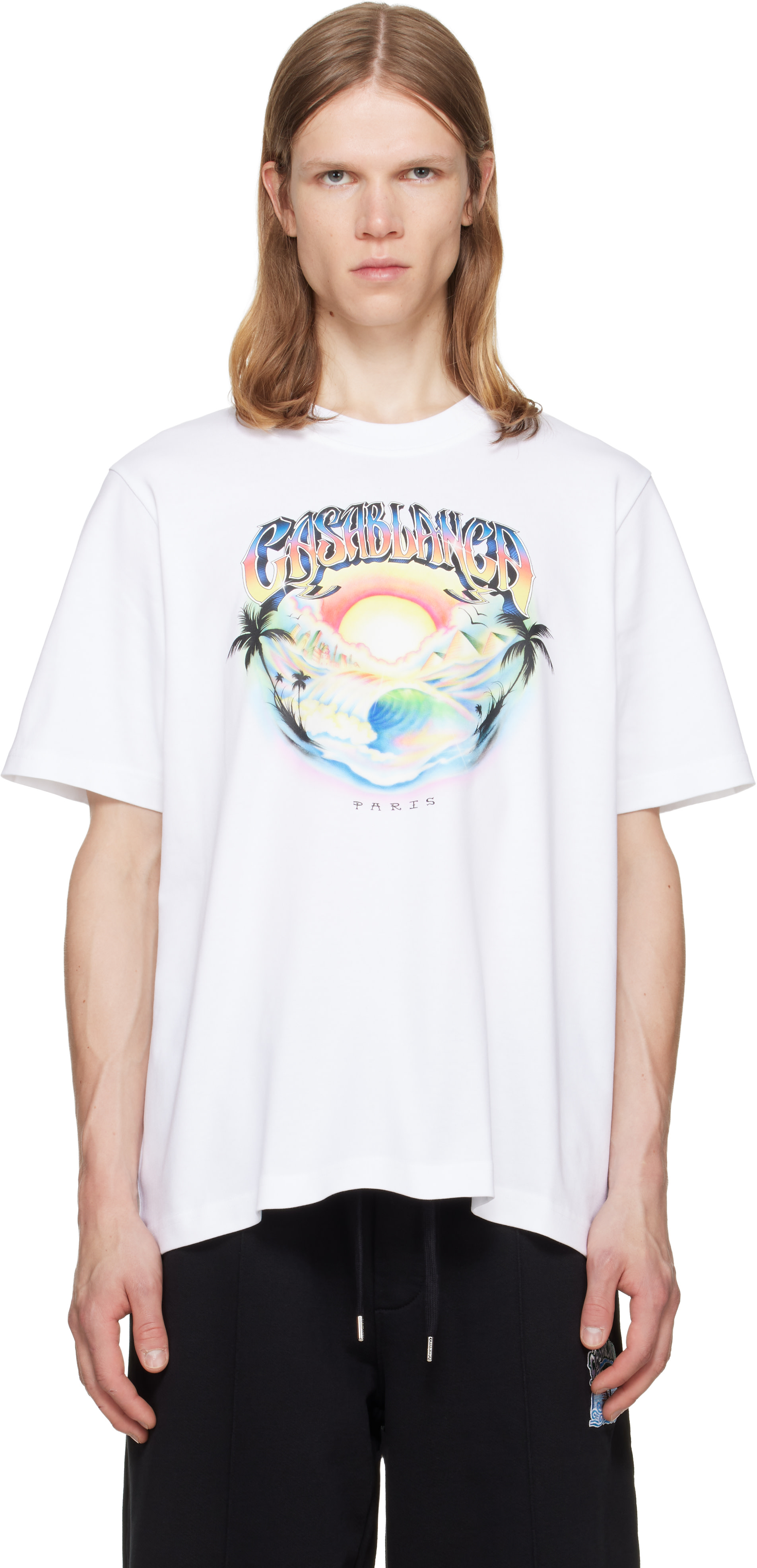 Casablanca: ホワイト Airspray 半袖Tシャツ | SSENSE 日本