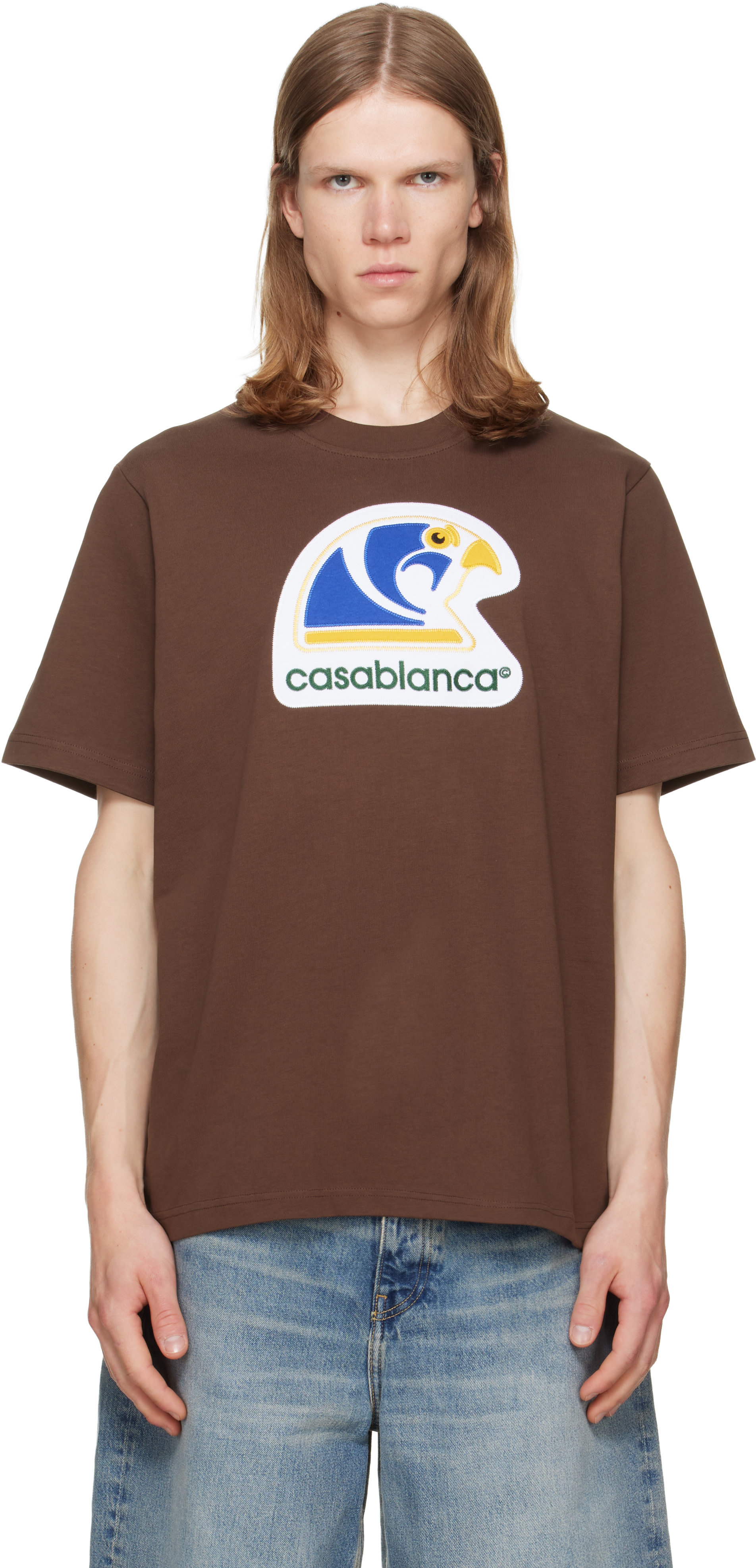 Casablanca: ブラウン Applique Classic Tシャツ | SSENSE 日本