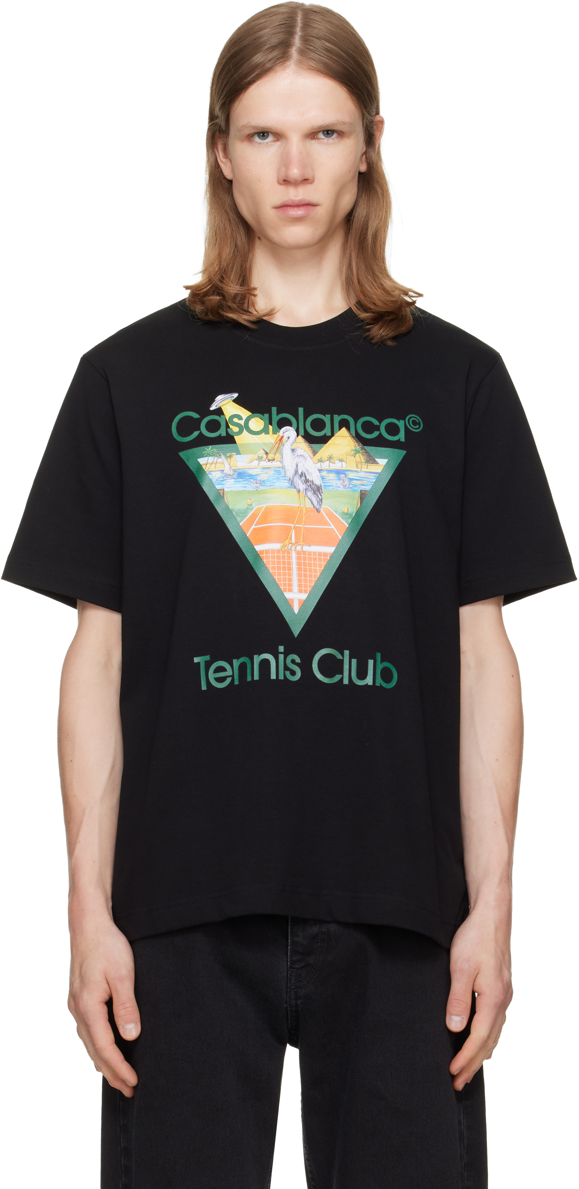 Casablanca: Black Tennis Club Icon Pyramid Abduction Short Sleeve