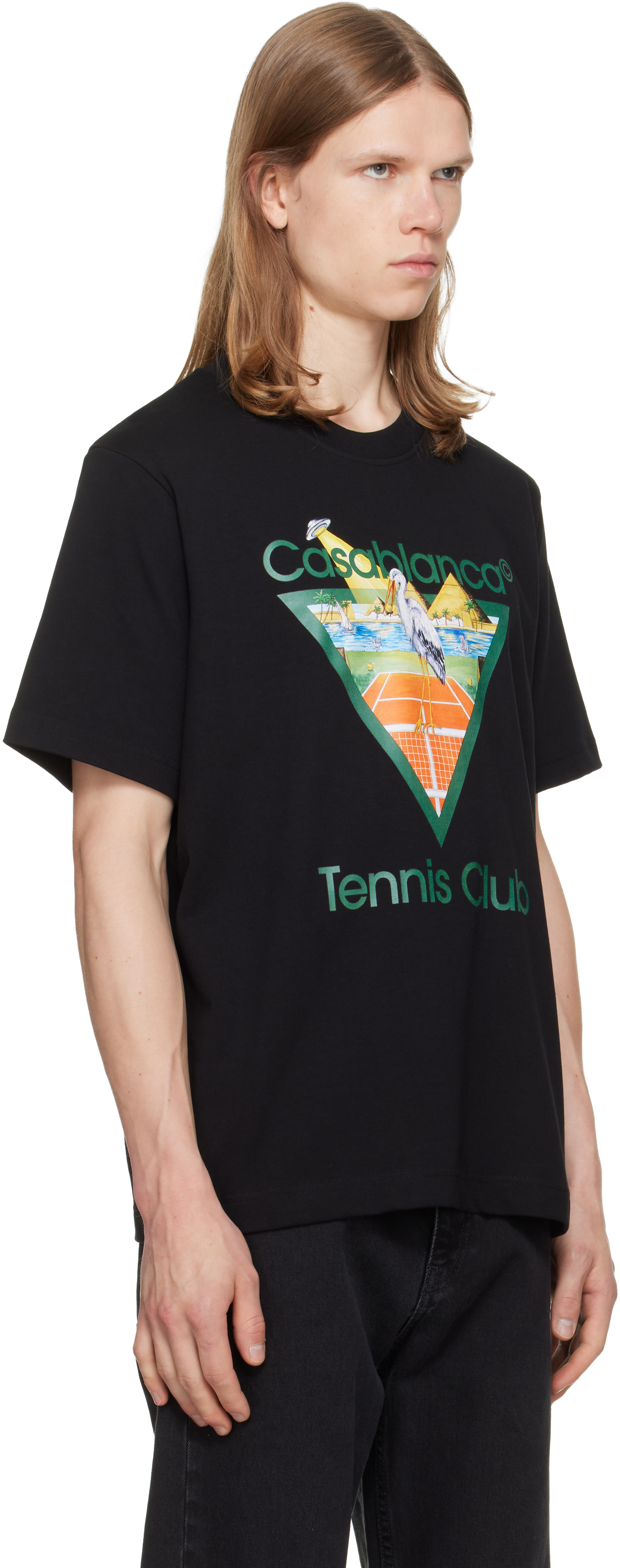 Casablanca: Black Tennis Club Icon Pyramid Abduction Short Sleeve