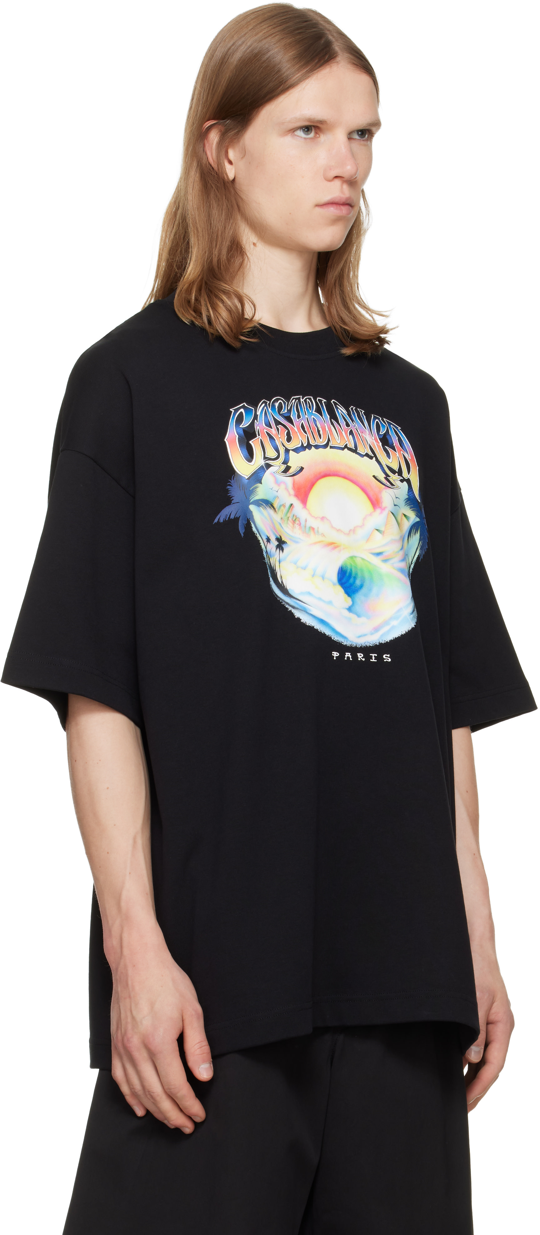 Casablanca - Black Airspray Oversized Short Sleeve T‑shirt