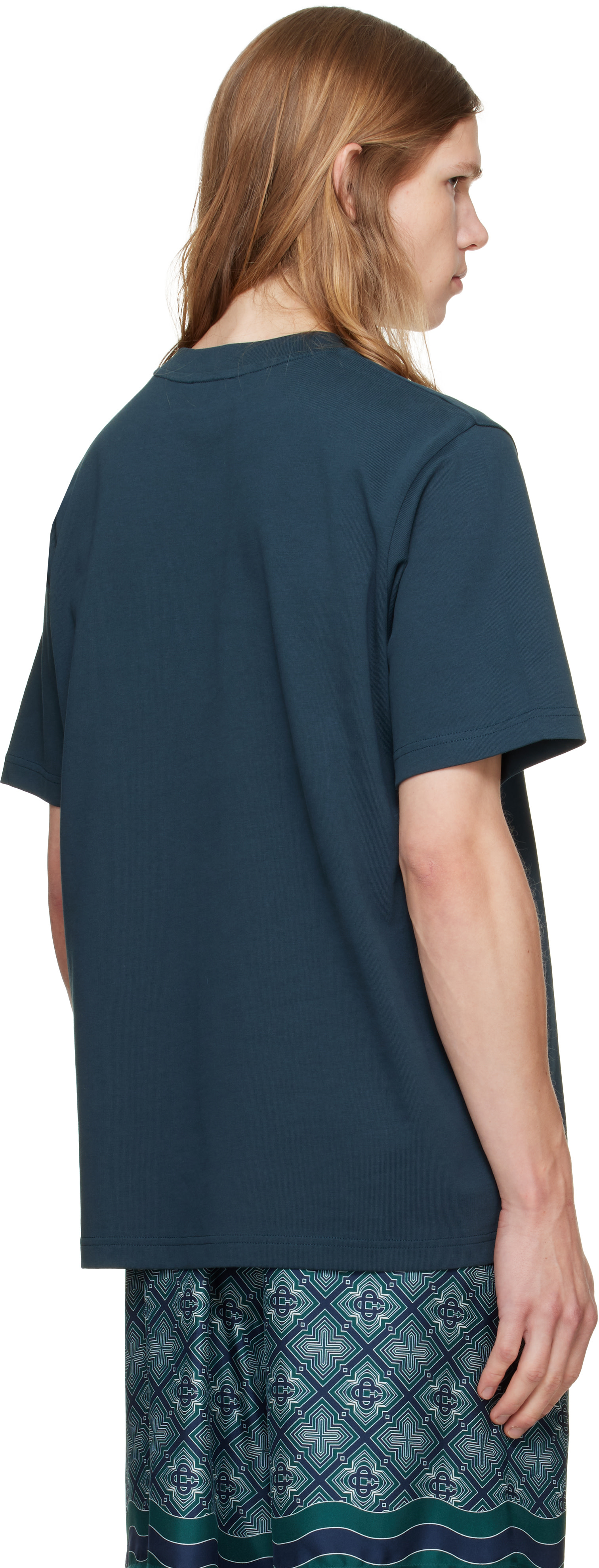 Casablanca: ネイビー Géometrie Sacrée Tシャツ | SSENSE 日本