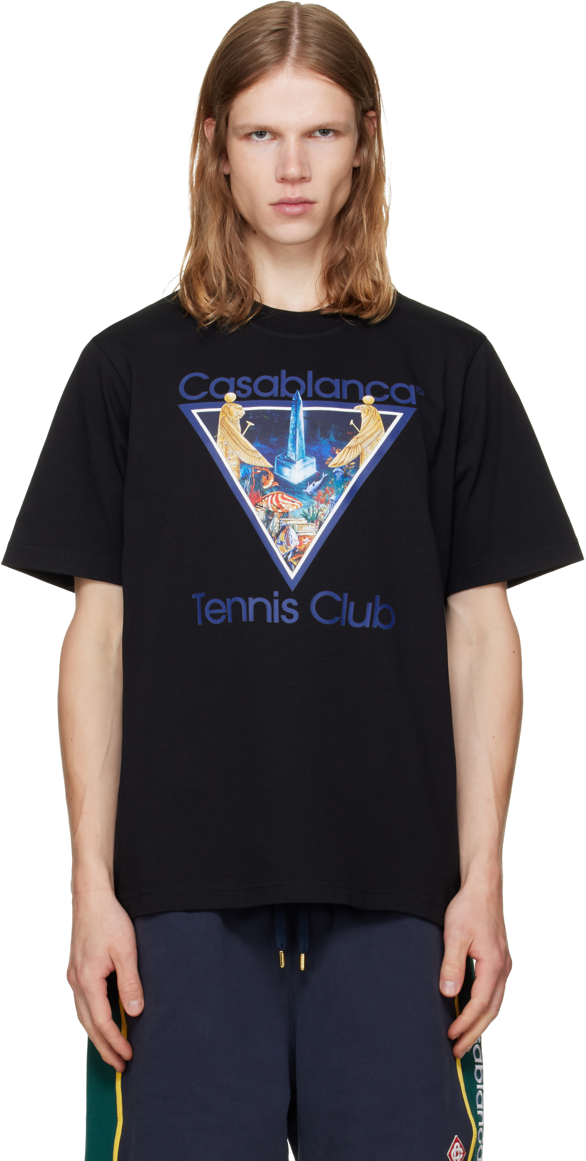 Casablanca: Black Monde Perdu 'Tennis Club' Icon T-shirt | SSENSE