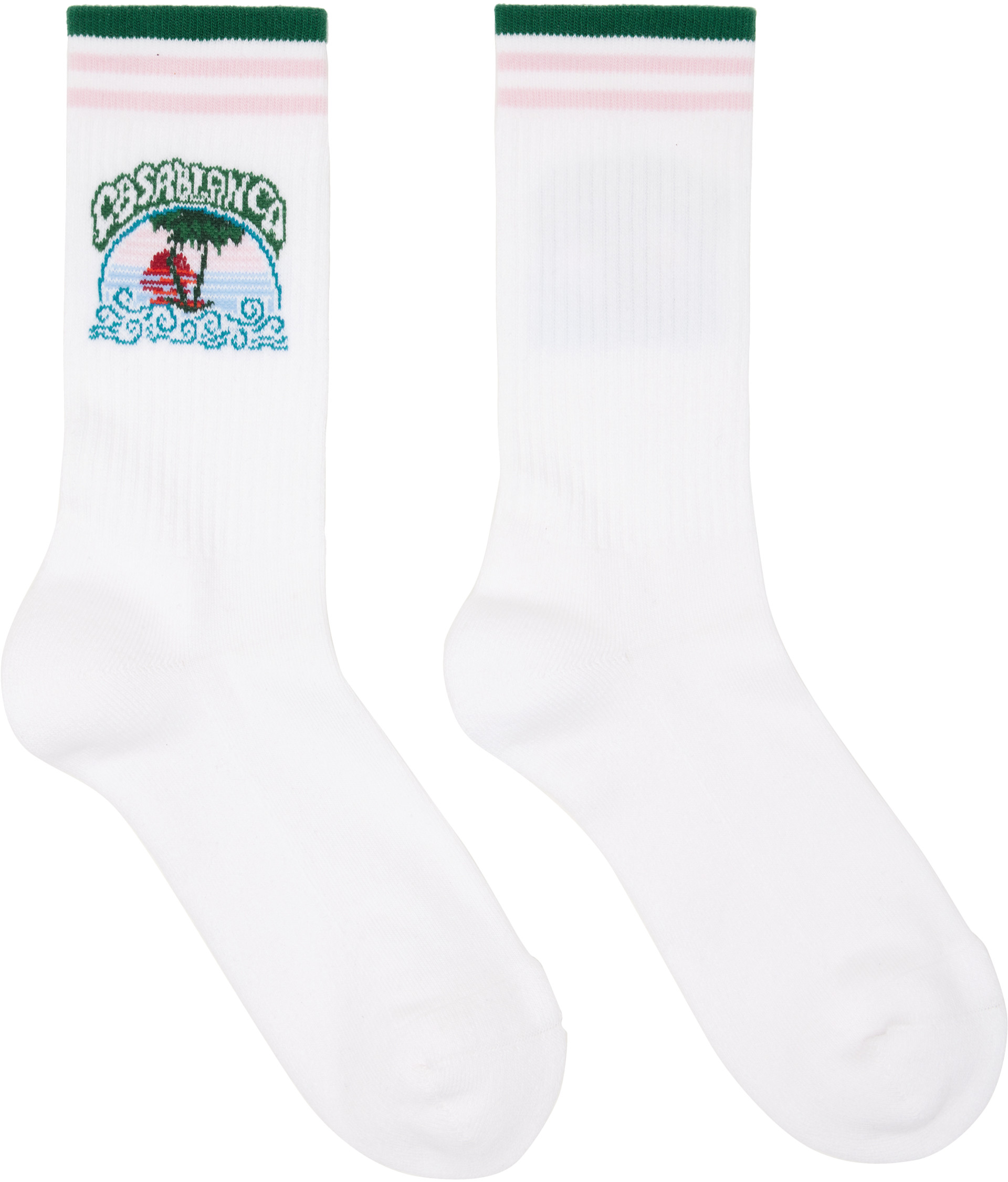 Casablanca - Chaussettes blanches à image Palm Tree Emblem