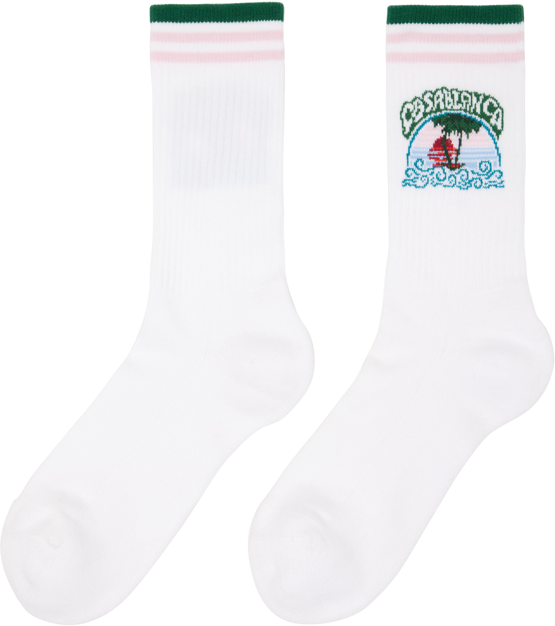 Casablanca - Chaussettes blanches à image Palm Tree Emblem