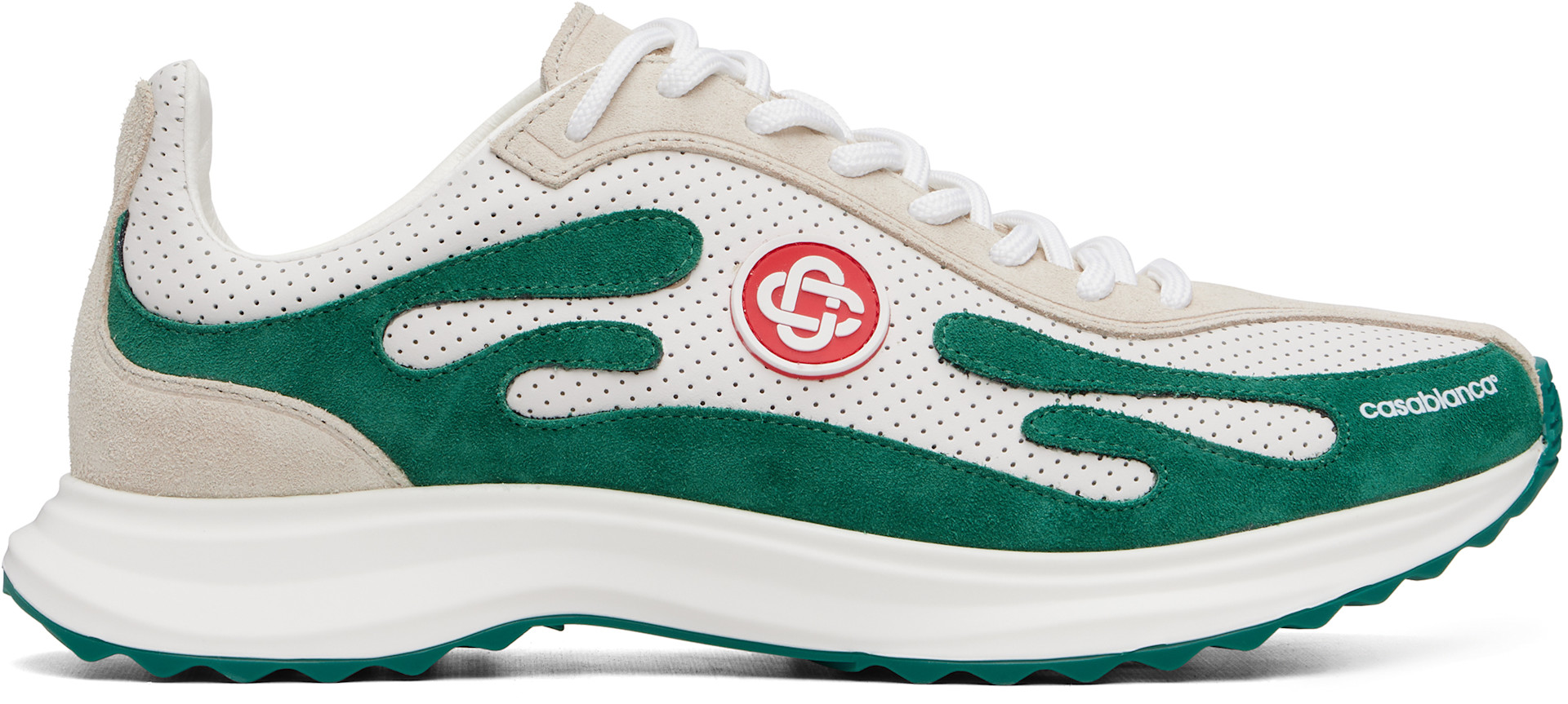 ［Deuxieme Classe］CottonDramaticGather SK Casablanca: White & Green Stade Sneakers | SSENSE