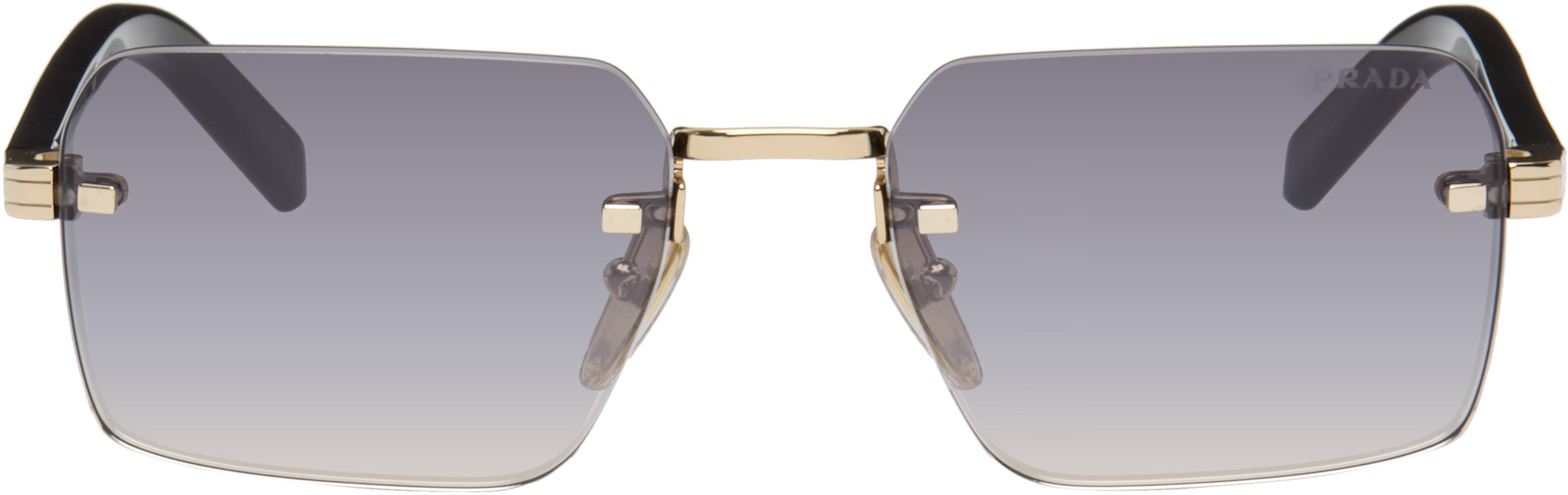 小物 PRADA SPR76B Rimless sunglasses m712 Prada Eyewear: Black Rimless Sunglasses | SSENSE