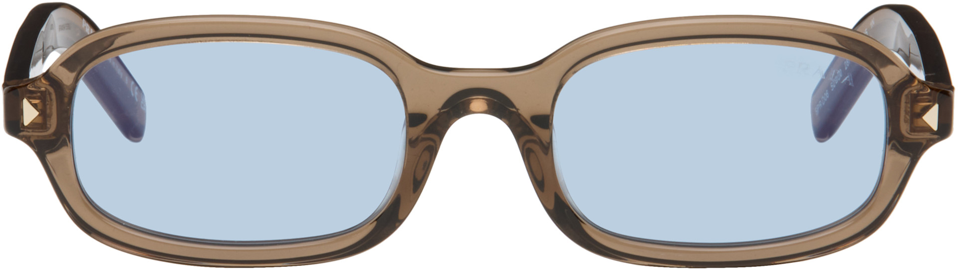 Prada Eyewear - 브라운 렉탱글 선글라스