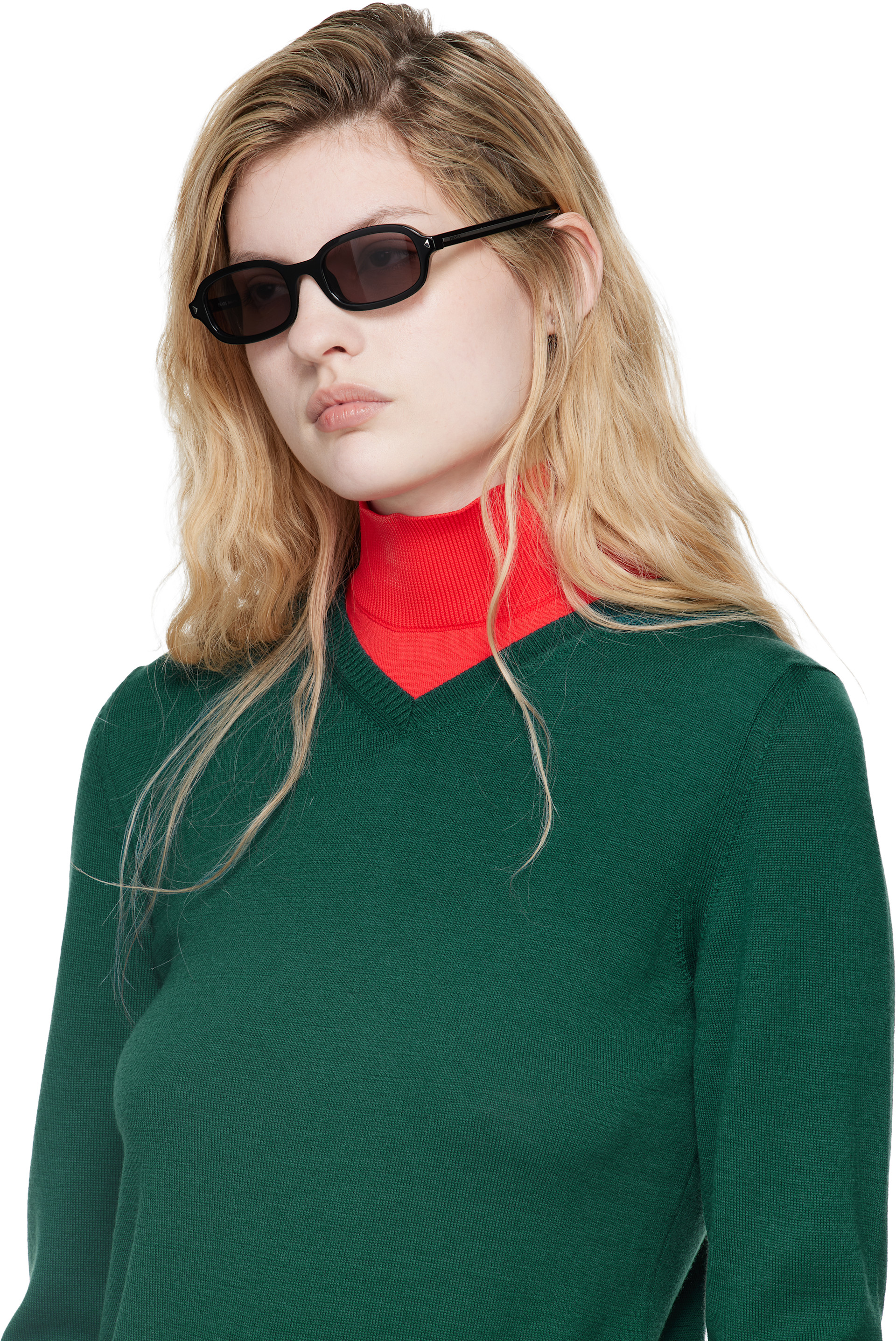 Prada Eyewear - 블랙 렉탱글 선글라스