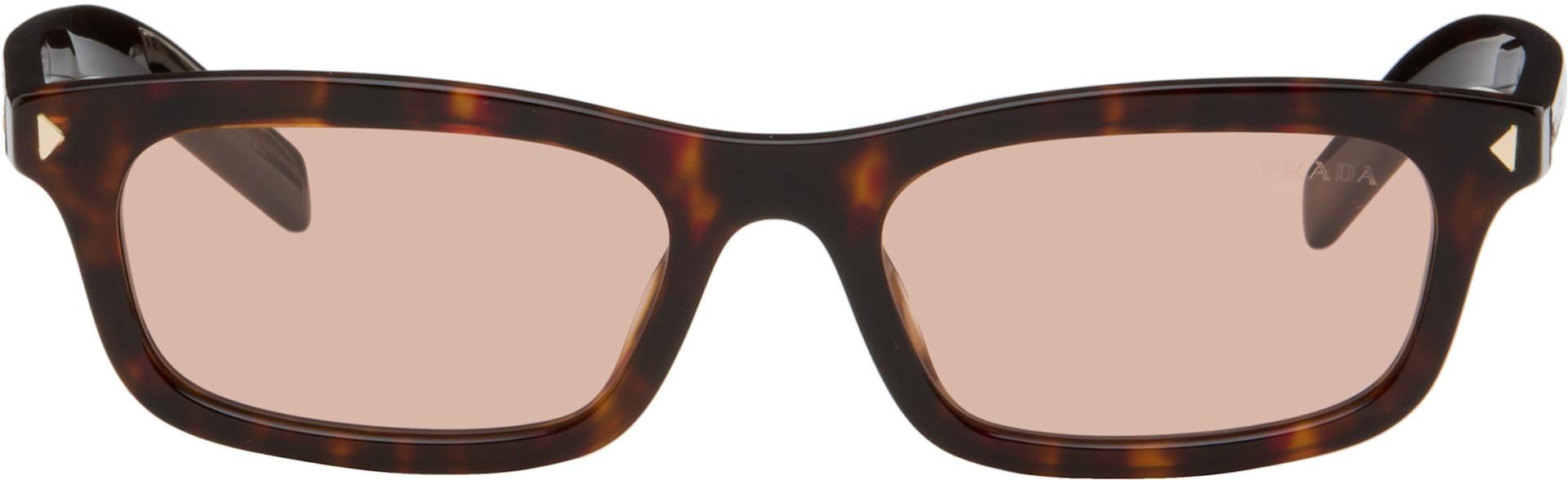 Prada Eyewear - 브라운 렉탱글 선글라스