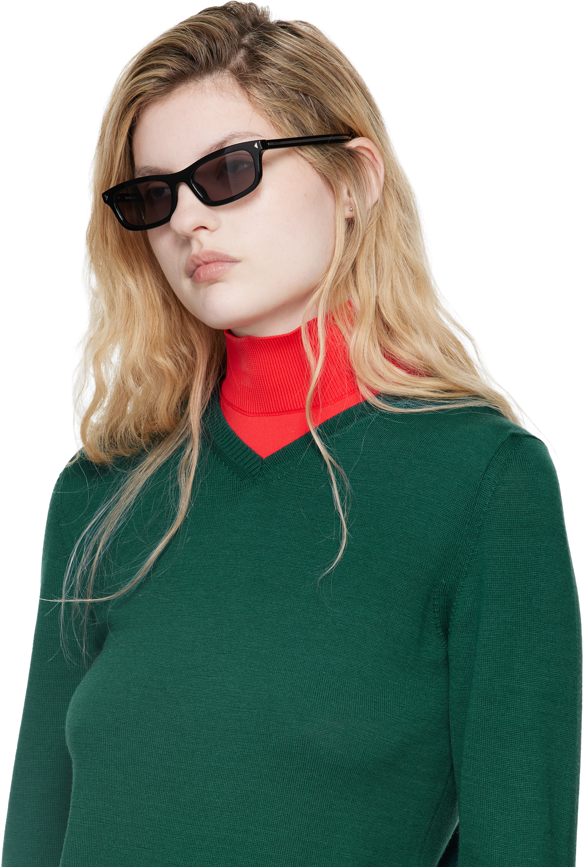 Prada Eyewear - 블랙 렉탱글 선글라스