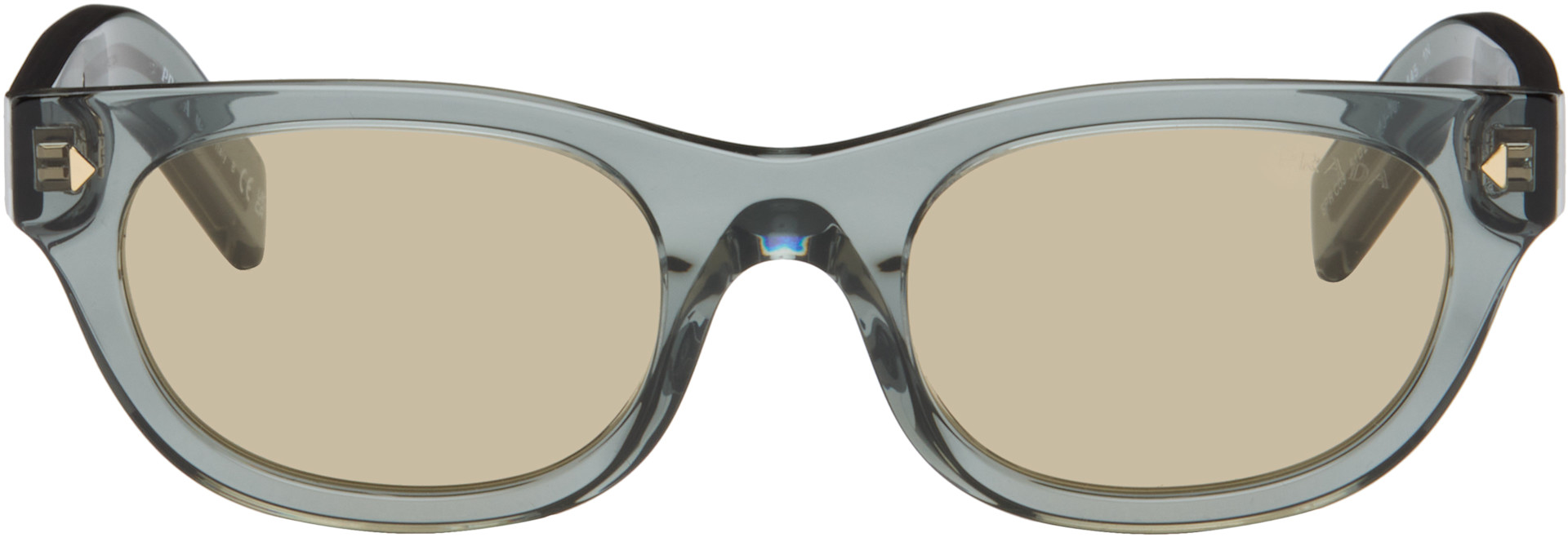 PRADA ラウンドサングラス クリアフレームUnisex Prada Eyewear: ブルー ラウンドサングラス | SSENSE 日本