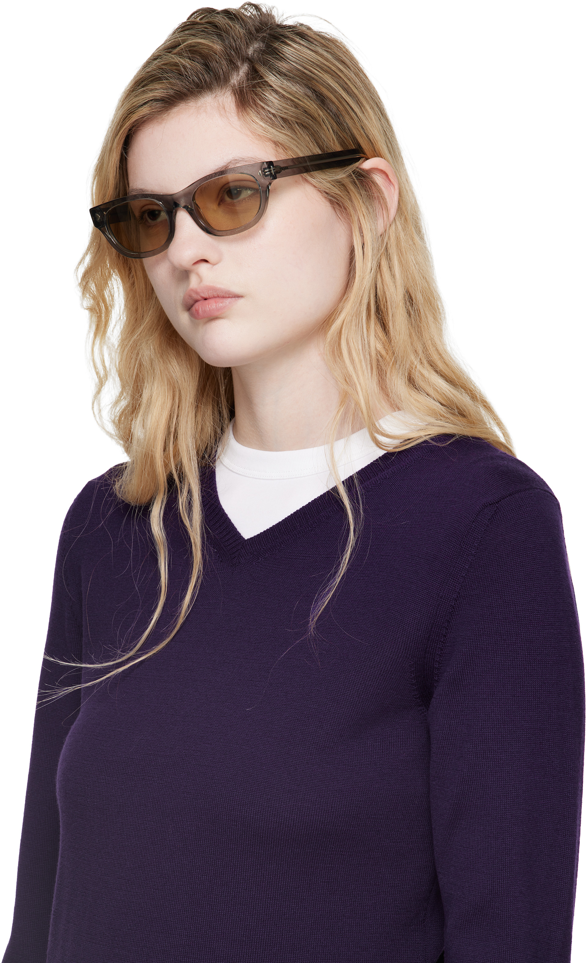Prada Eyewear - 블루 라운드 선글라스