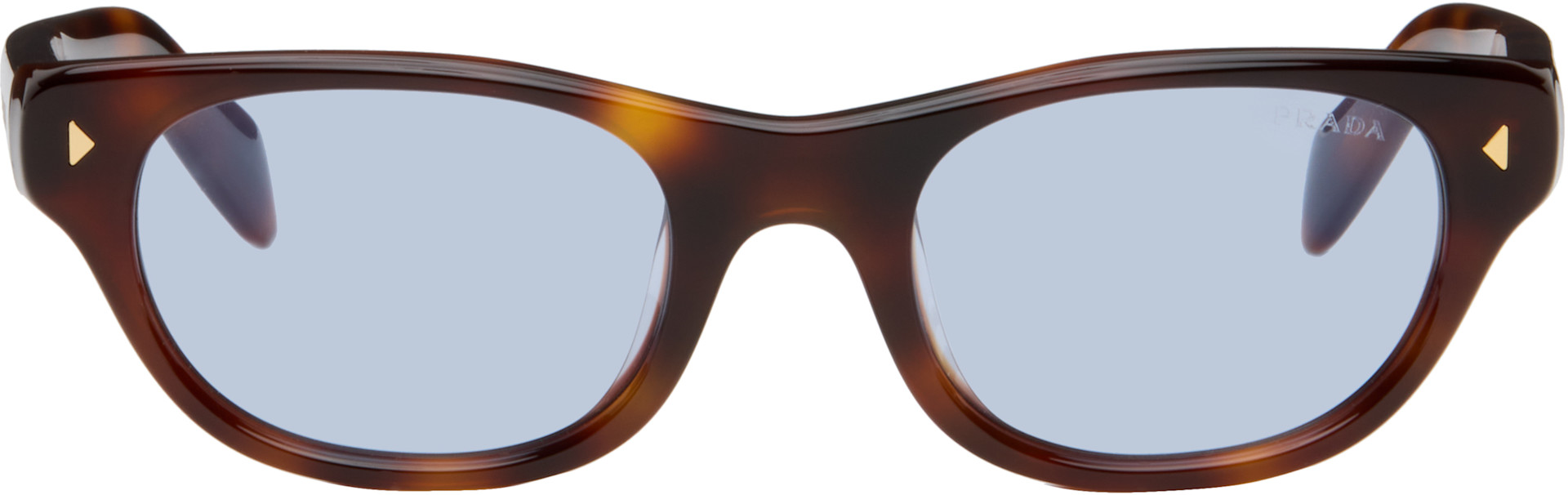 Prada Eyewear - 브라운 오벌 선글라스