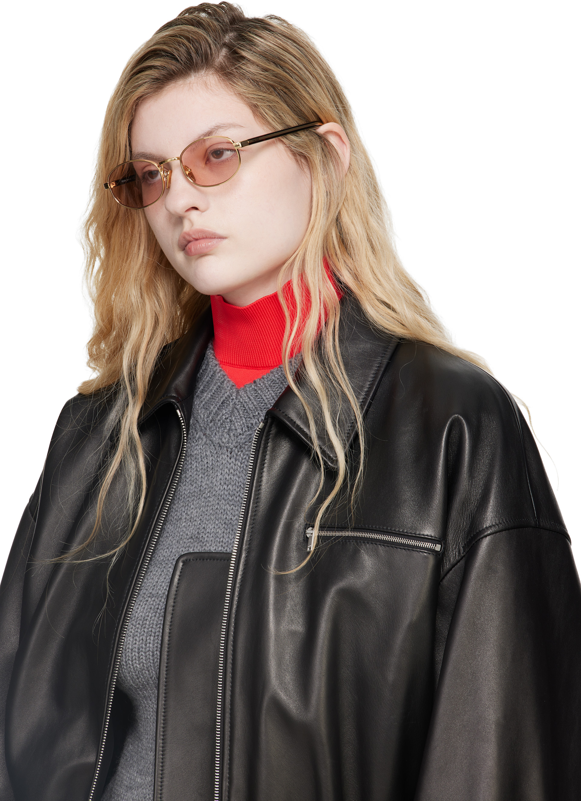 Prada Eyewear - Lunettes de soleil rondes dorées