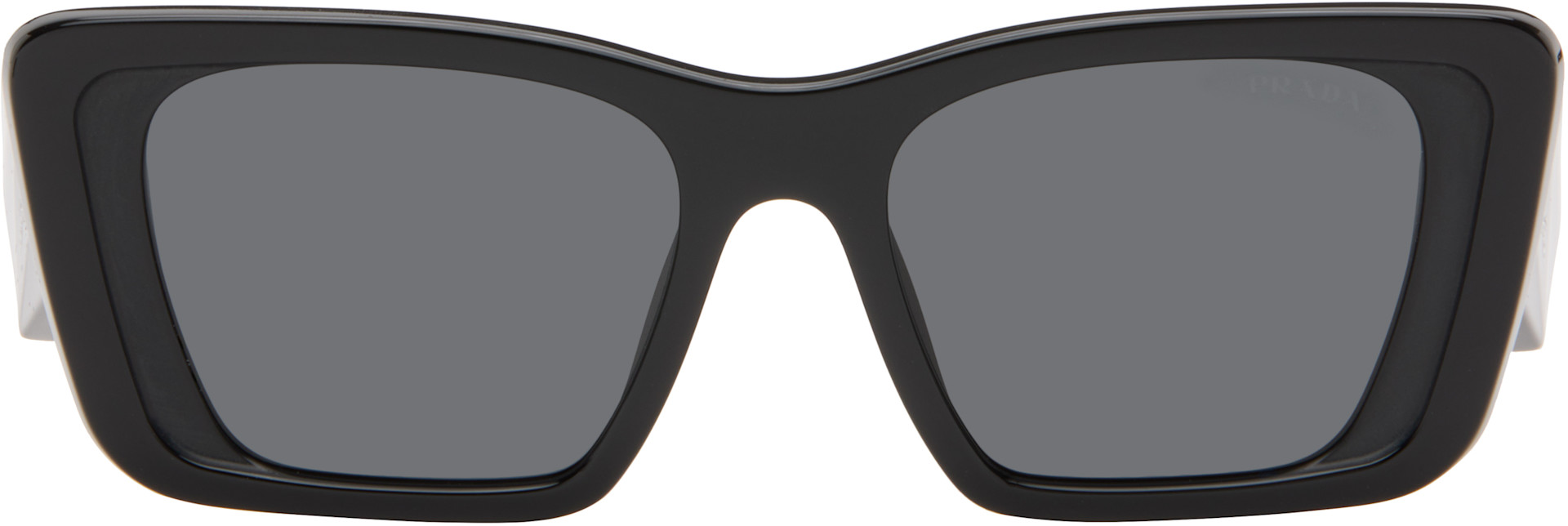 Prada Eyewear: Black Thick Cat Eye Acetate Sunglasses | SSENSE