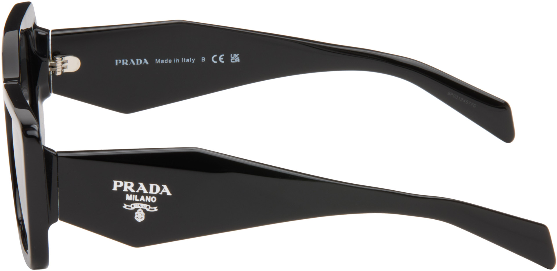 Prada Eyewear: Black Thick Cat Eye Acetate Sunglasses | SSENSE display picture 2