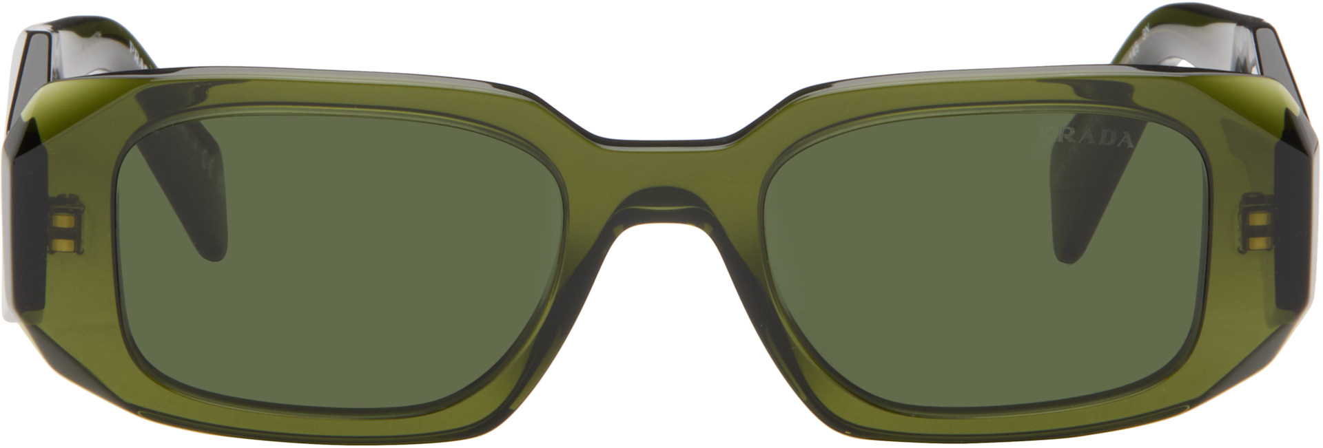 Prada Eyewear: グリーン 'Prada Symbole' サングラス | SSENSE 日本
