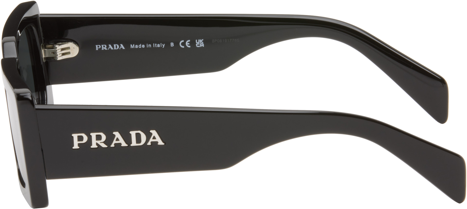 Prada Eyewear - 블랙 렉탱글 아세테이트 스크립트 로고 선글라스
