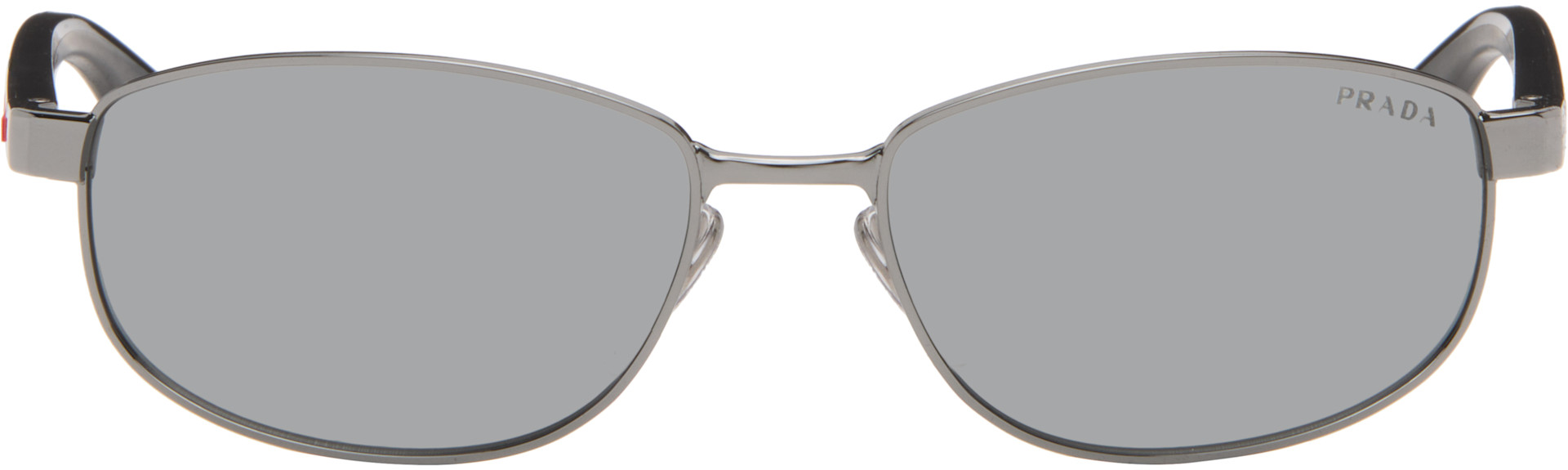 Prada Eyewear: Gunmetal & Black PS B53S Sunglasses | SSENSE