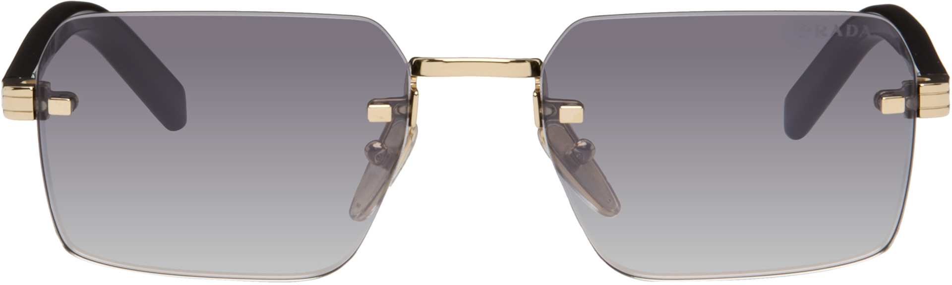 Prada Eyewear: Gold Iconic Metal Plaque Sunglasses | SSENSE