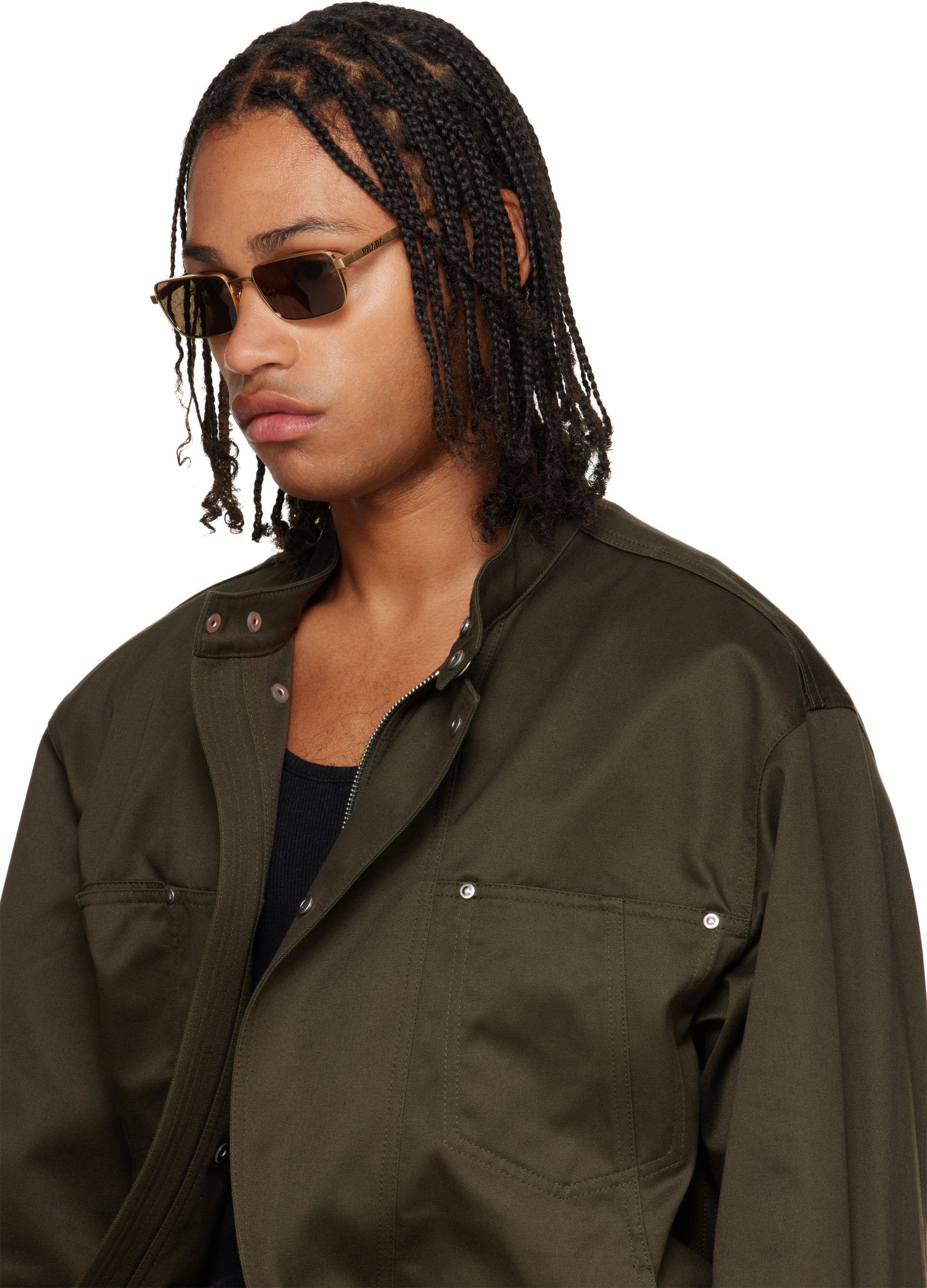 Prada Eyewear - Gold 'Prada Logo' Sunglasses