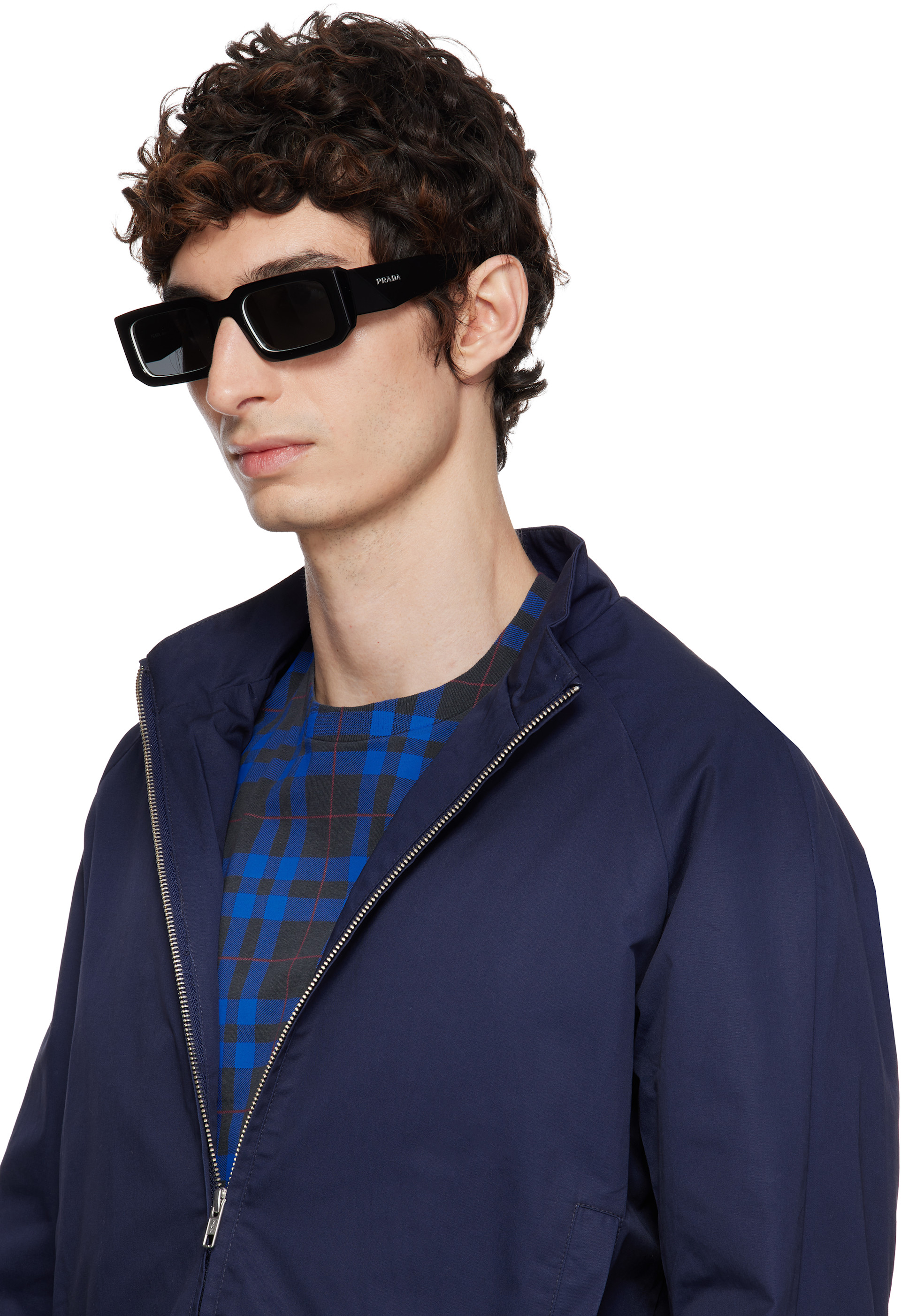 Prada Eyewear - ブラック Acetate Chunky スクエアサングラス