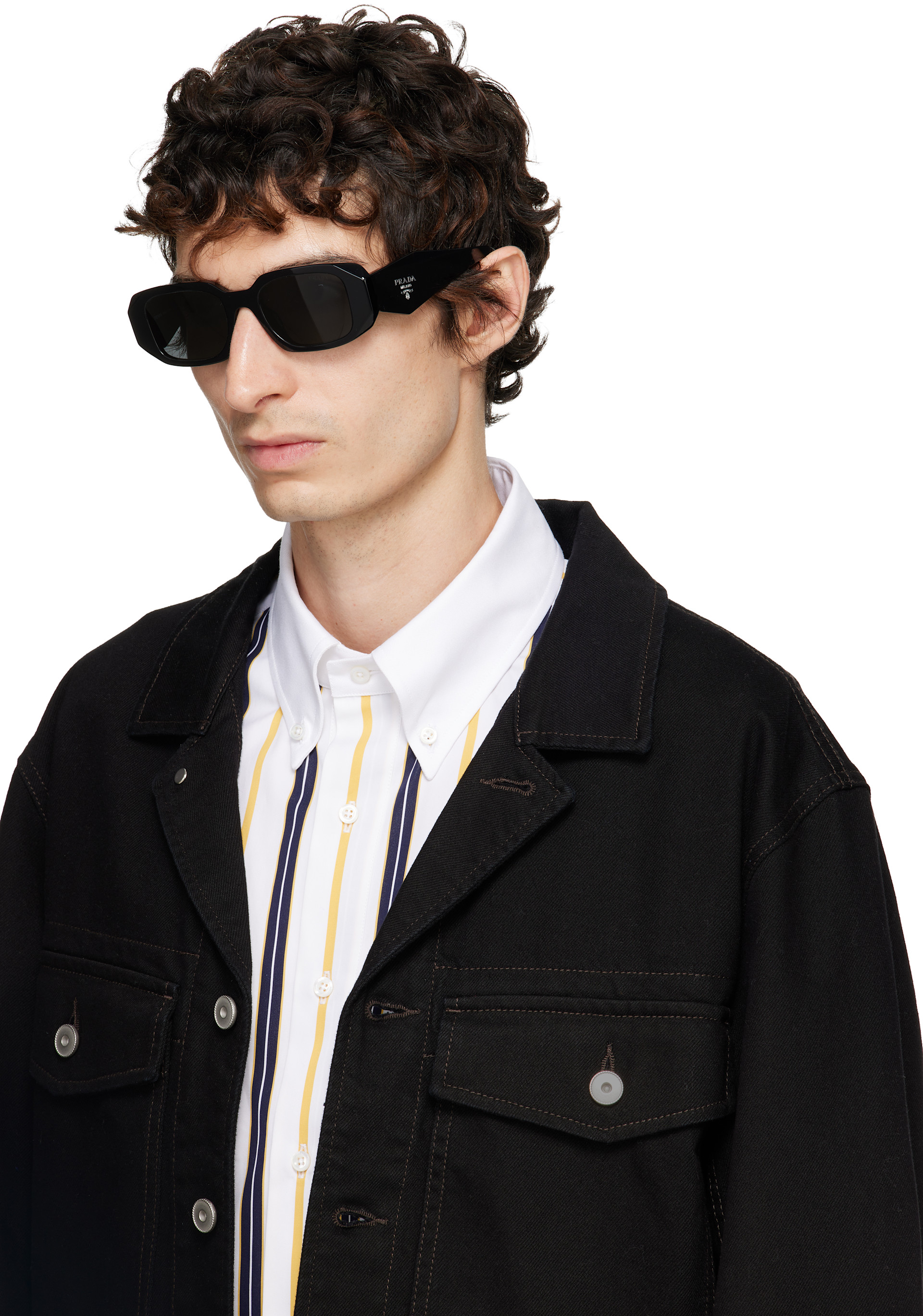 小物 PRADA SYMBOLE SUNGLASSES BLACK TECH Prada Eyewear: Black 'Prada Symbole' Sunglasses | SSENSE