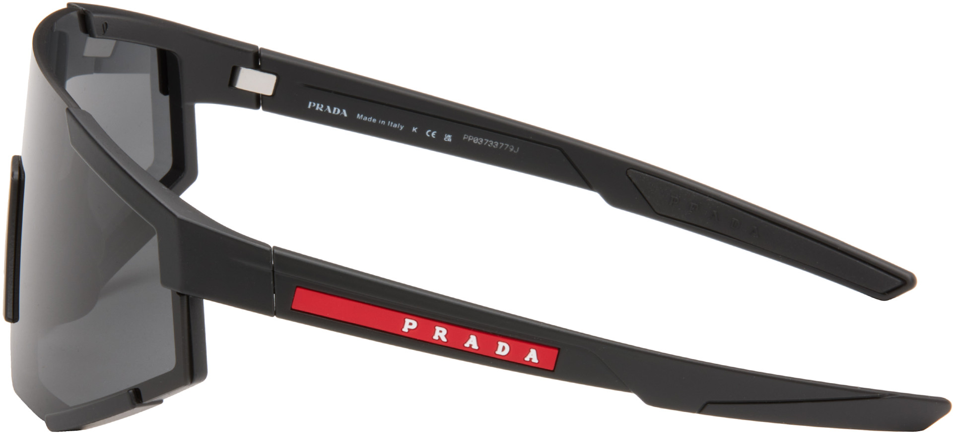 Prada Eyewear: ブラック 'Prada' Linea Rossa Impavid サングラス
