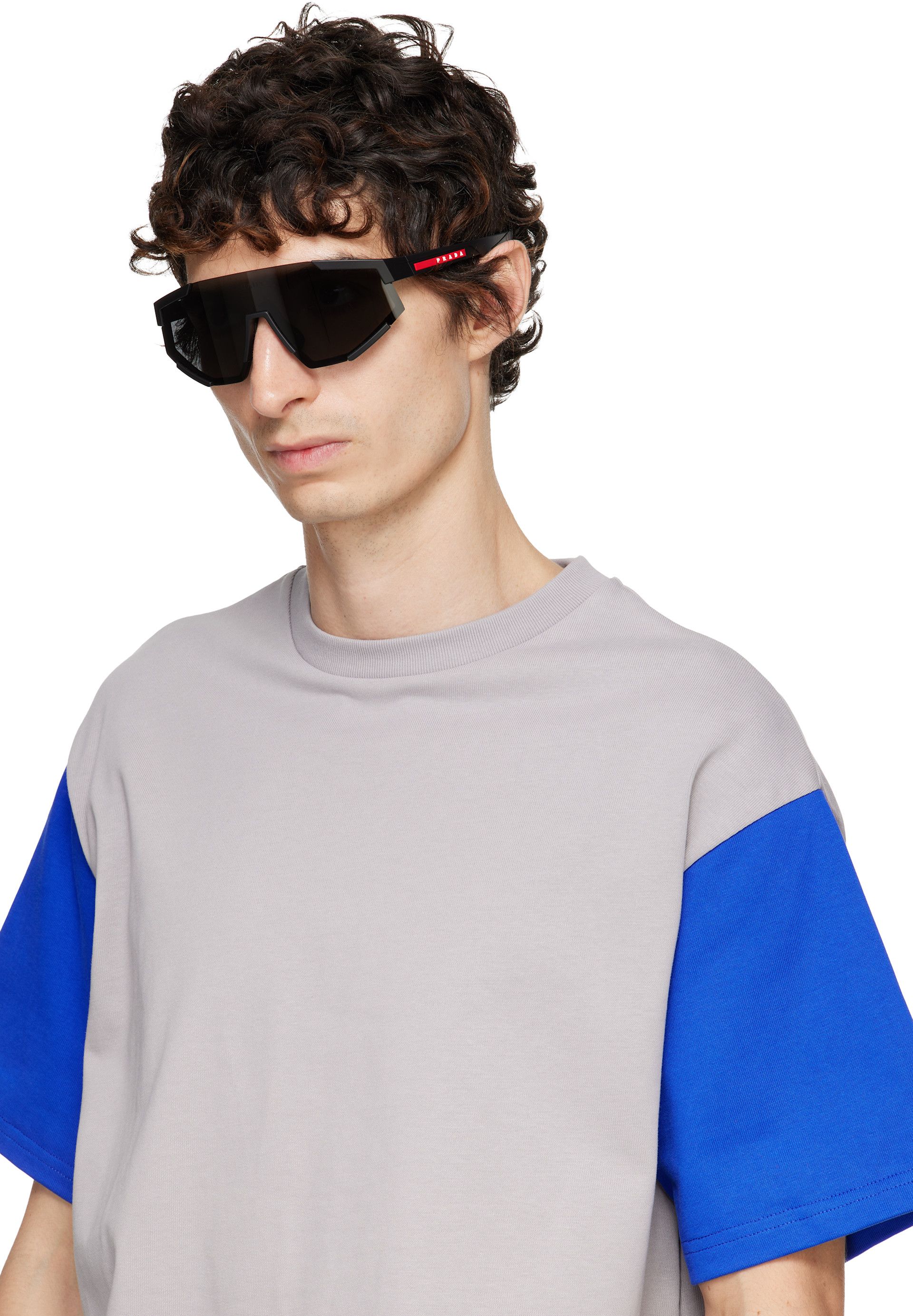 Prada Eyewear: ブラック 'Prada' Linea Rossa Impavid サングラス