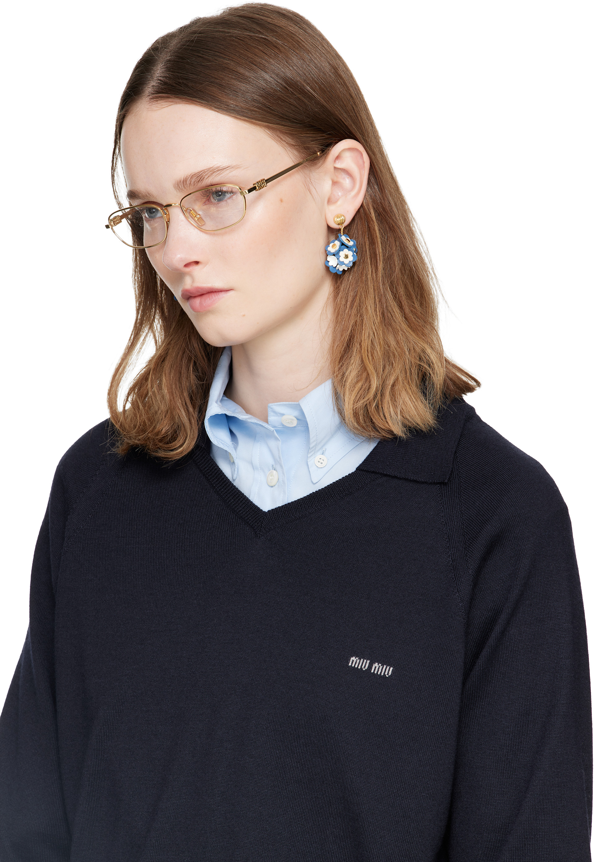 Miu Miu Eyewear - ゴールド スクエアメガネ