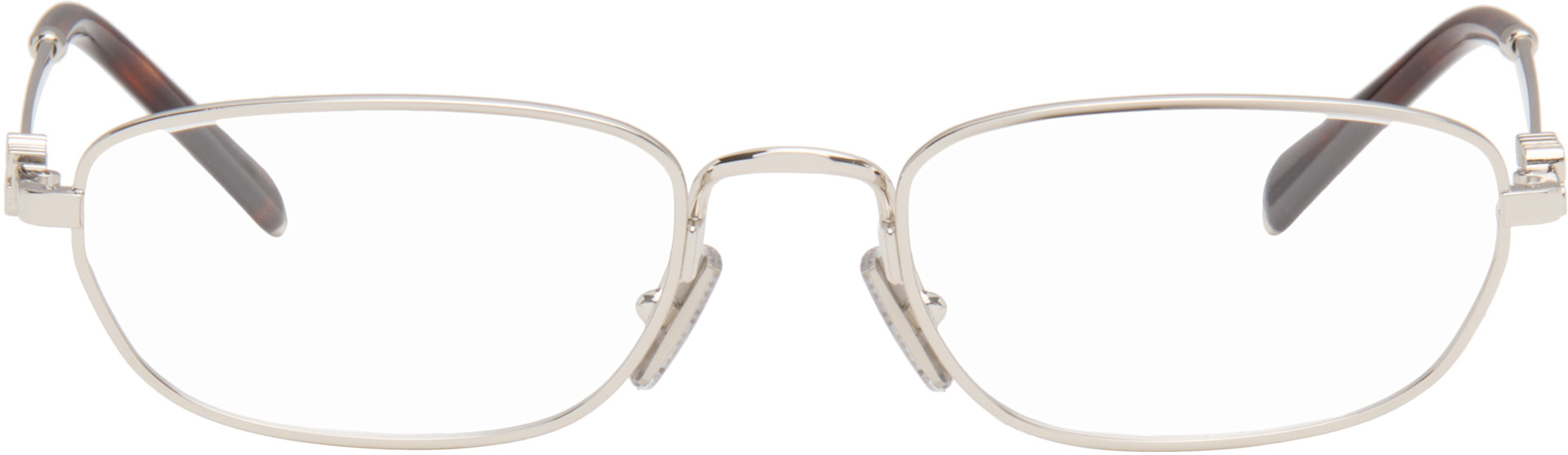 Miu Miu Eyewear - 실버 렉탱글 안경