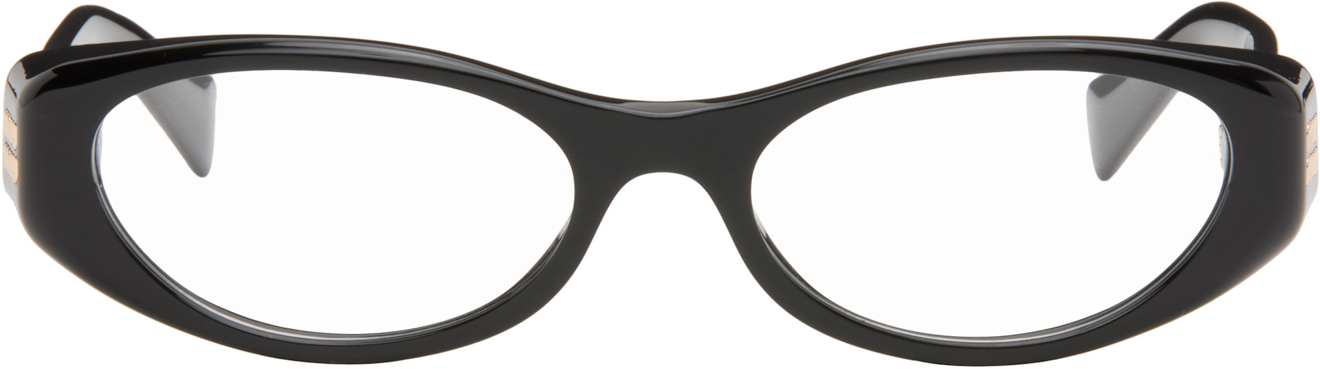みみ♩ Miu Miu Eyewear: Black Oval Glasses | SSENSE