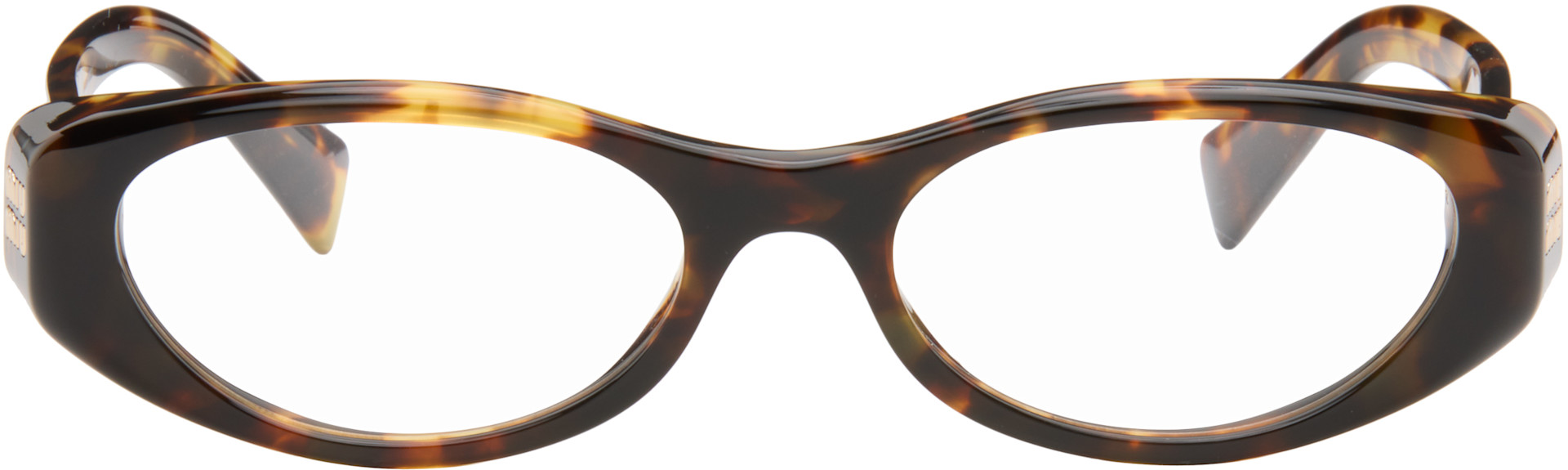 miu miu オーバル型メガネ ブラック/ブラウン Miu Miu 54MM Logo-Accented Oval Sunglasses | Saks Fifth Avenue