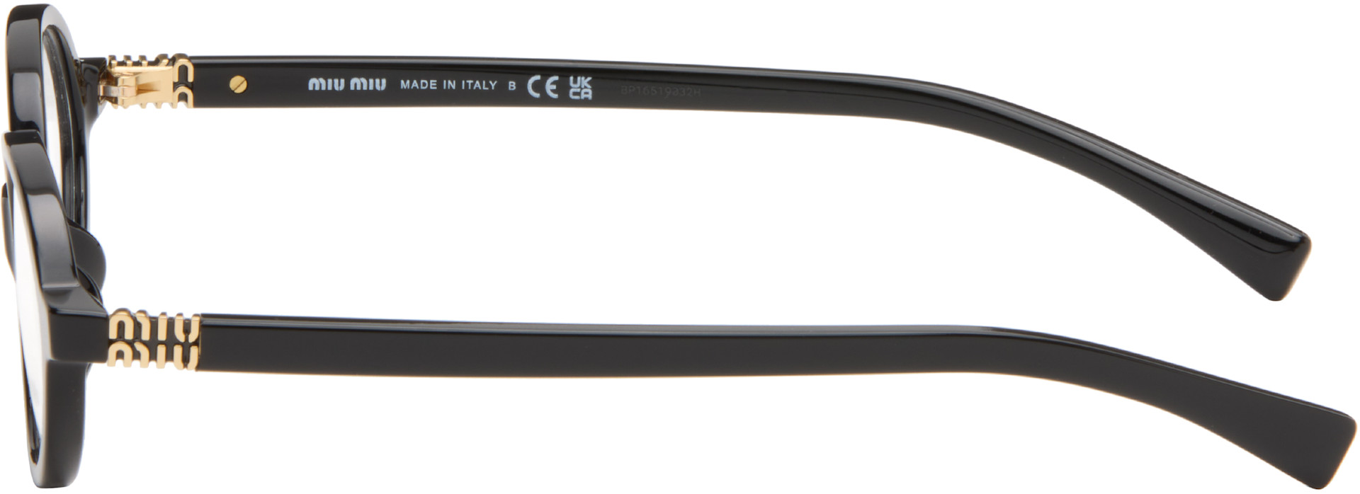 Miu Miu Eyewear: ブラック 'Breaking the Rules' オーバルメガネ