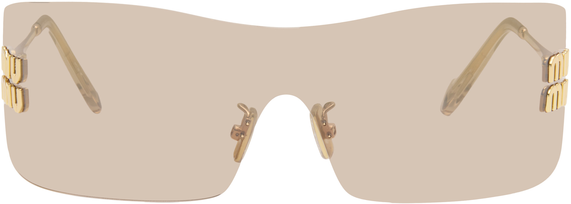 Miu Miu Eyewear: Gold Logo Hardware Sunglasses | SSENSE